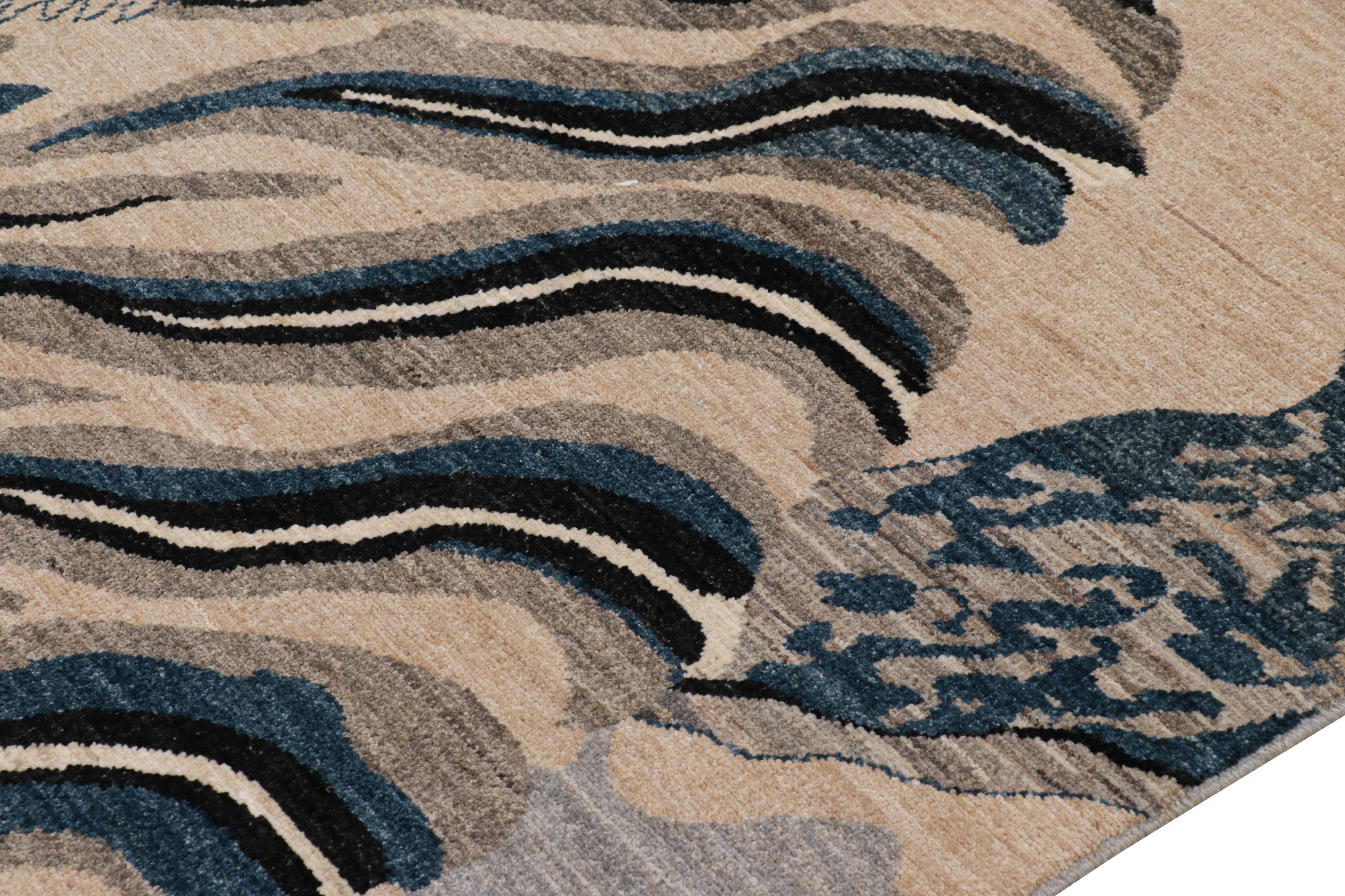 Rug & Kilim’s Contemporary Tiger Rug in White with Multicolor Pictorials In New Condition For Sale In Long Island City, NY
