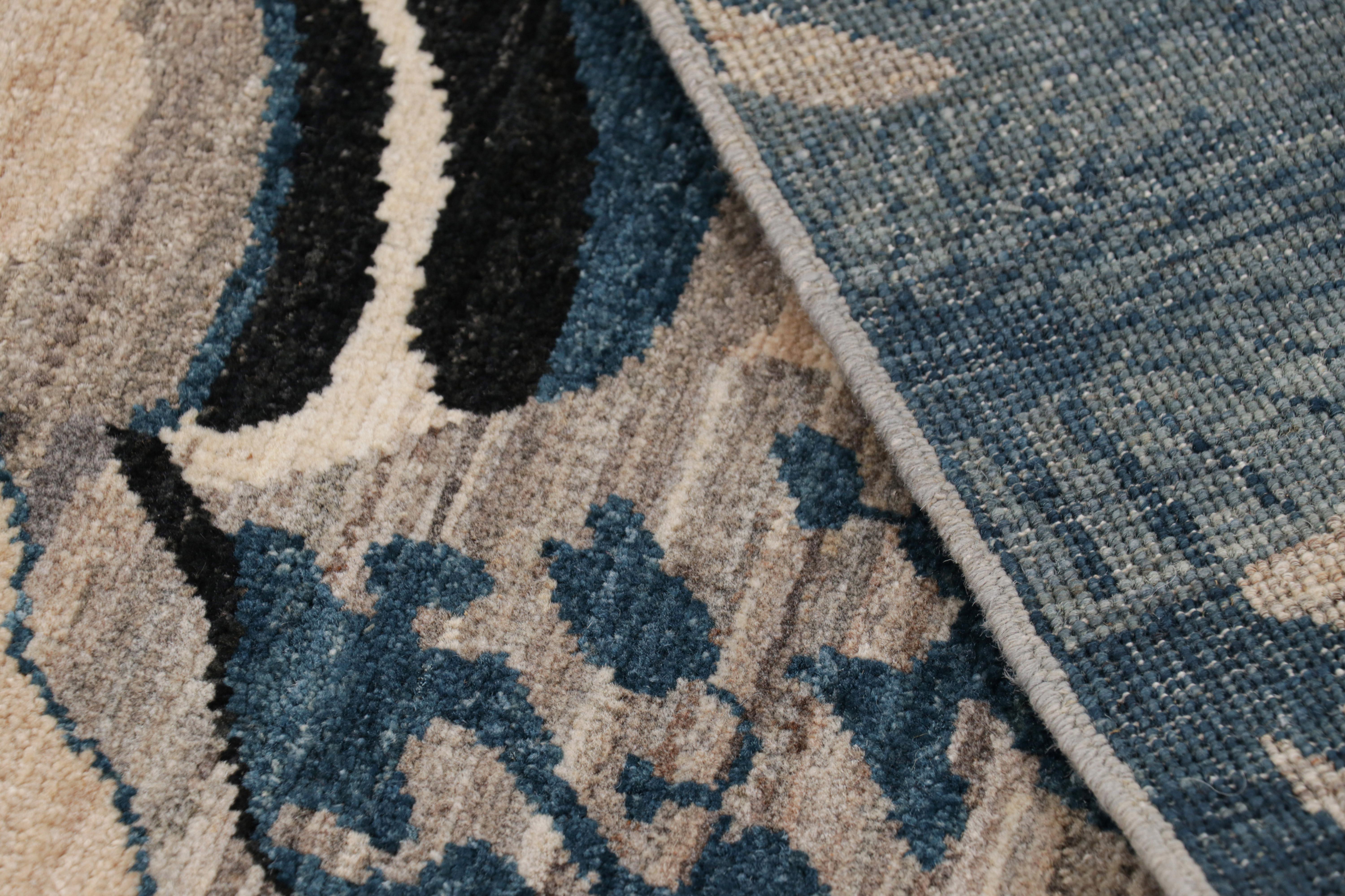 Wool Rug & Kilim’s Contemporary Tiger Rug in White with Multicolor Pictorials For Sale