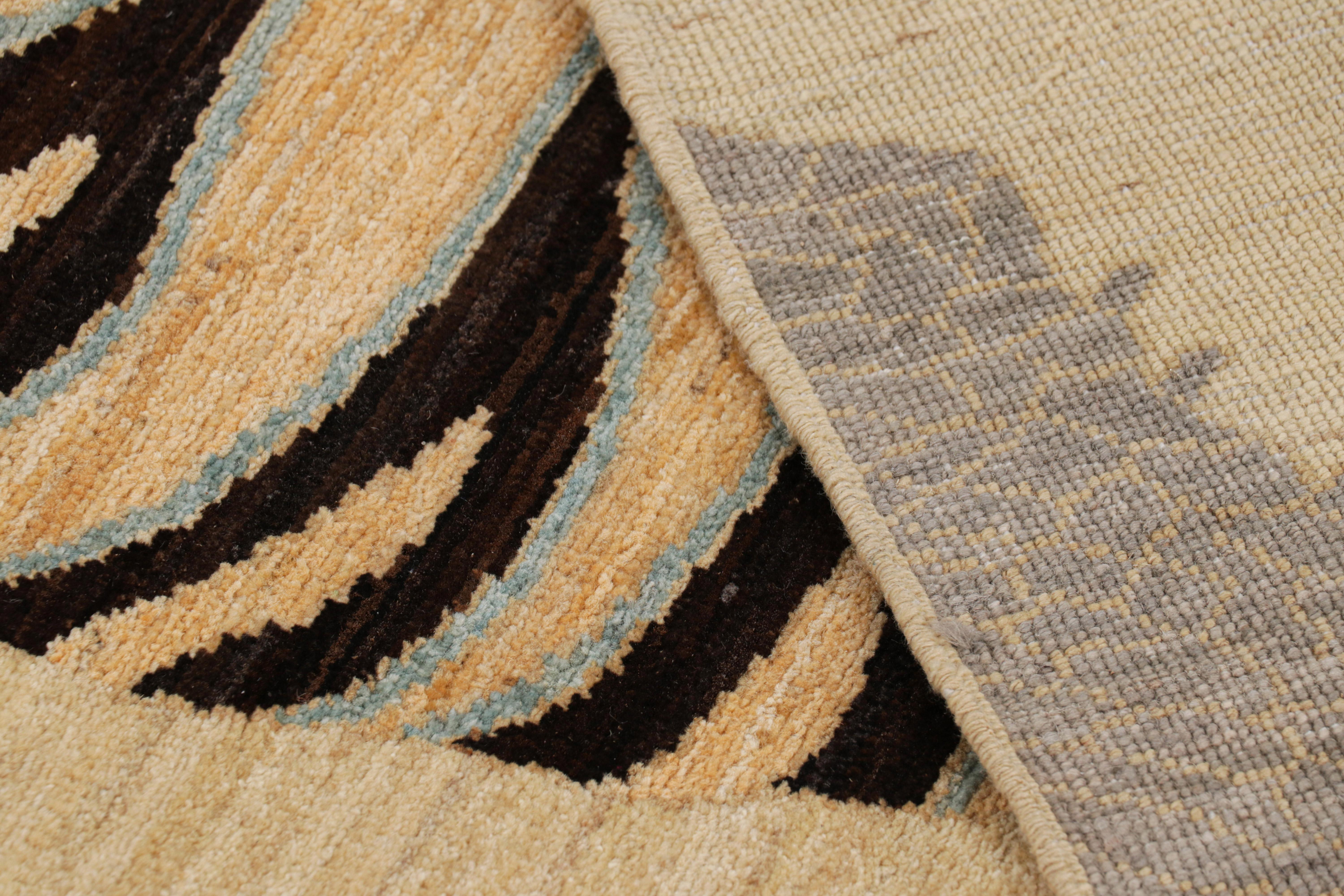 Wool Rug & Kilim’s Contemporary Tiger Rug with Beige, Gold and Brown Pictorials For Sale