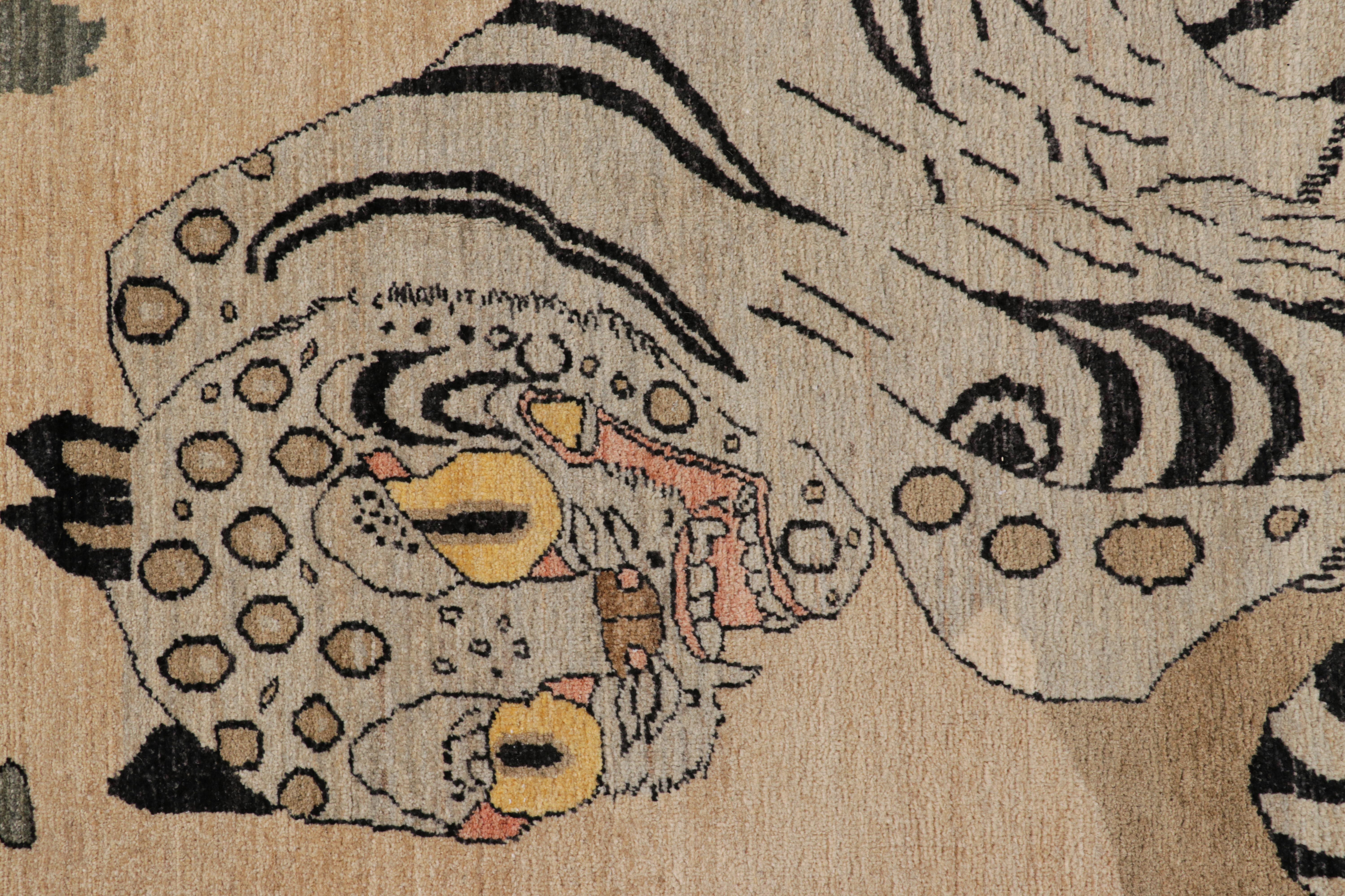 Alfombra Tigre Contemporánea de Rug & Kilim con dibujos en beige, gris y marrón Moderno en venta
