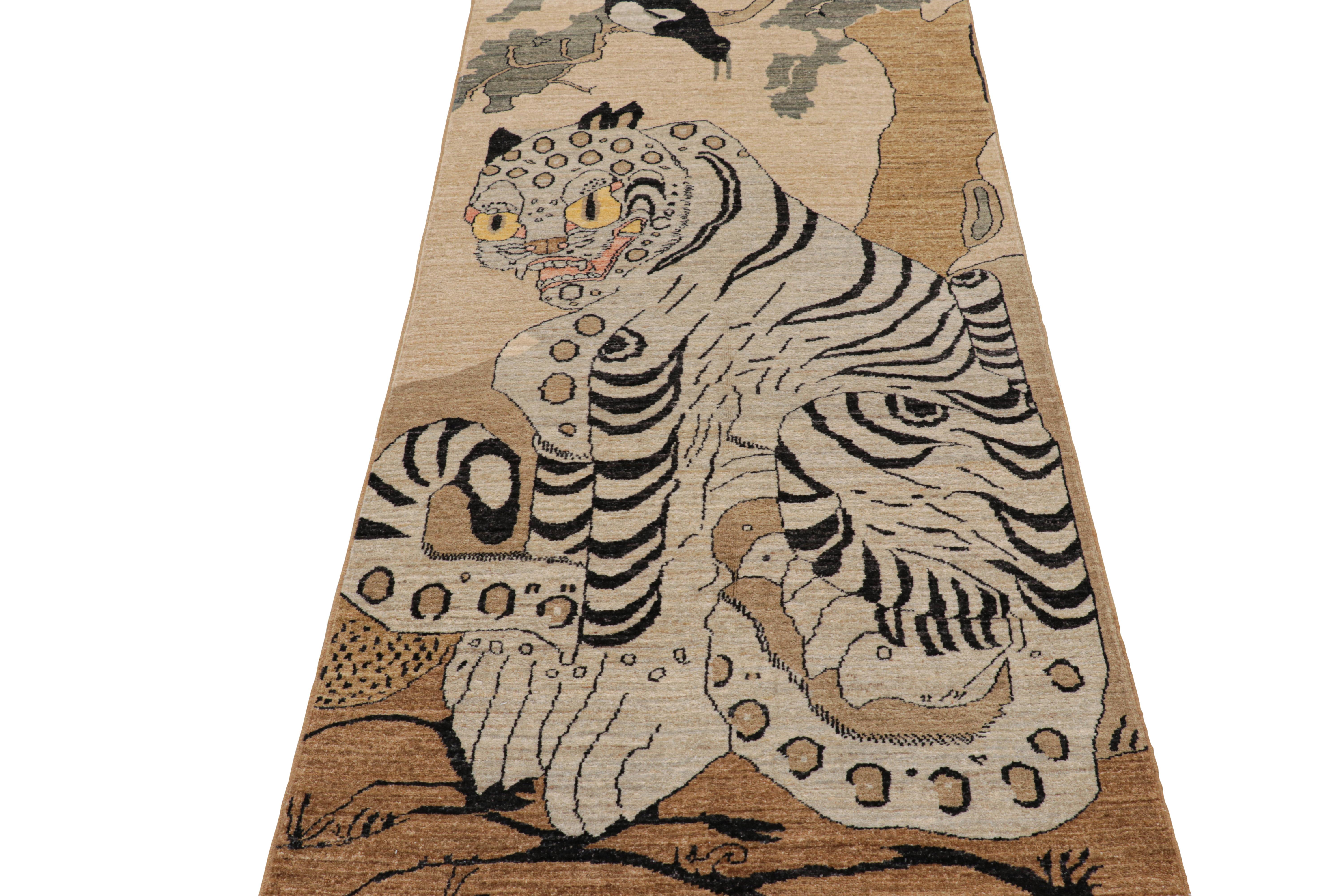Alfombra Tigre Contemporánea de Rug & Kilim con dibujos en beige, gris y marrón Anudado a mano en venta