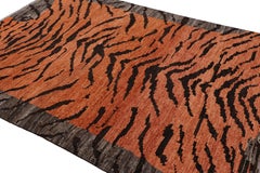 Rug & Kilim’s Contemporary Tiger Skin Rug in Orange with Black and Brown Stripes
