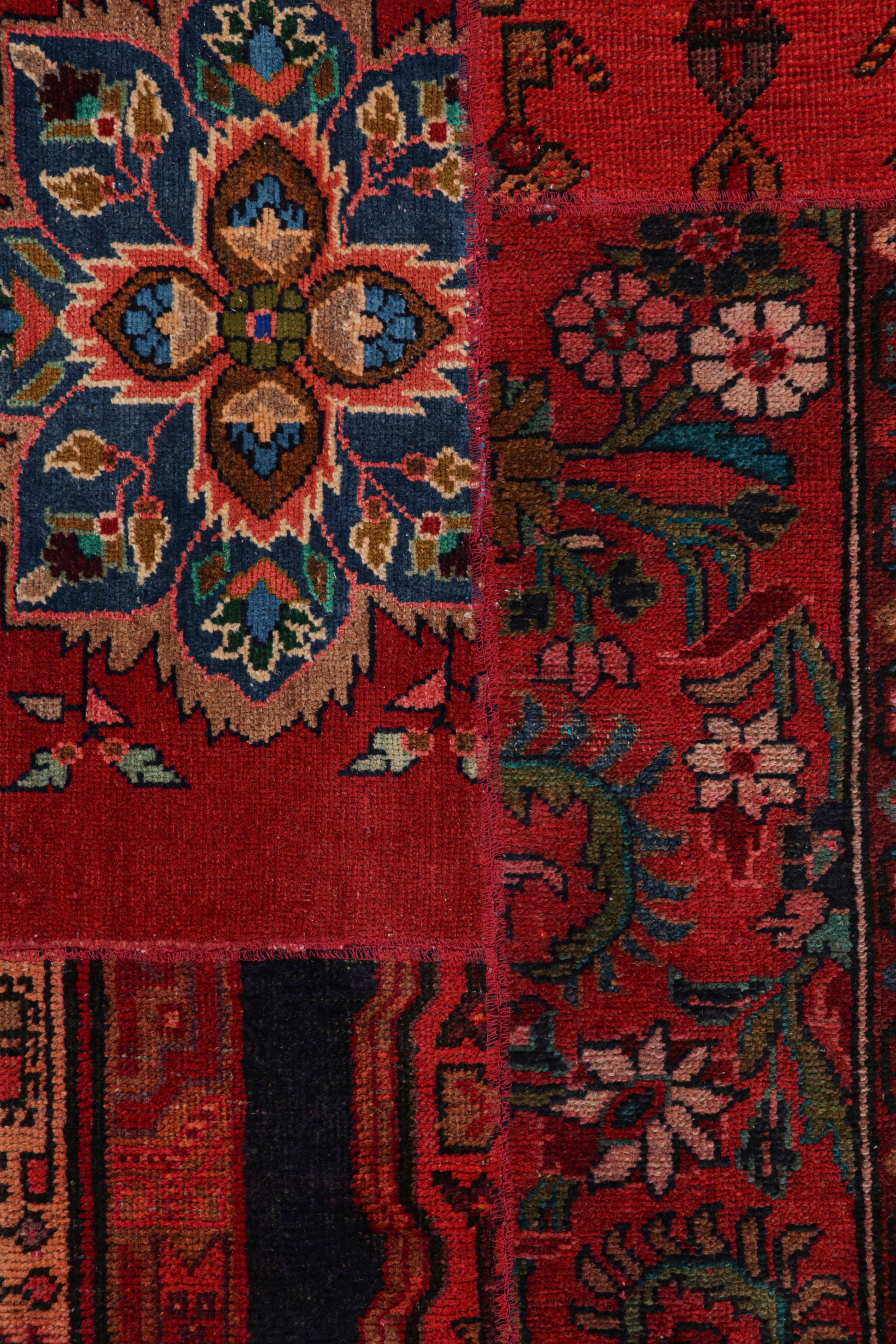 Afghan Rug & Kilim’s Contemporary Tribal Patchwork Rug in Red with Geometric Patterns For Sale