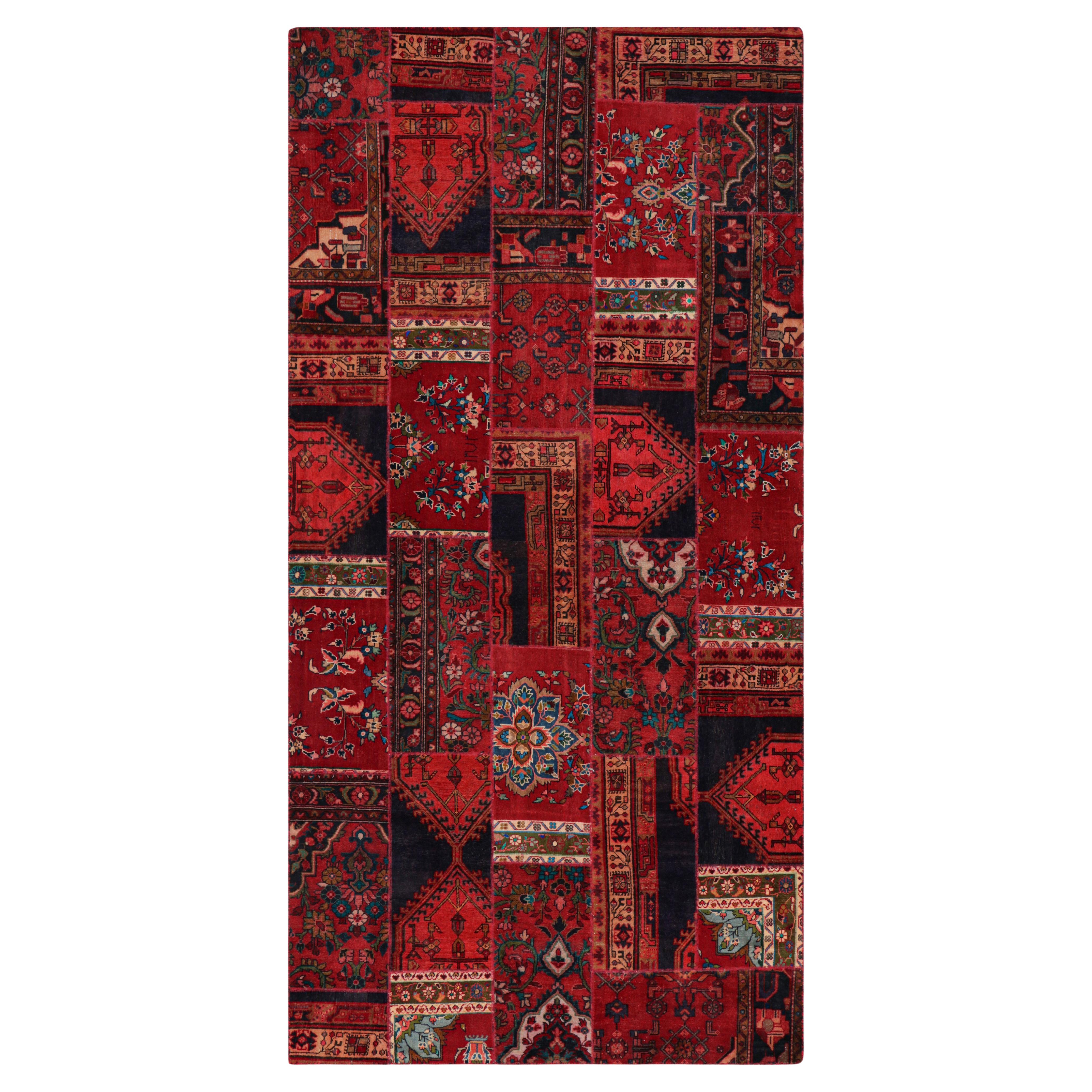 Rug & Kilim’s Contemporary Tribal Patchwork Rug in Red with Geometric Patterns For Sale