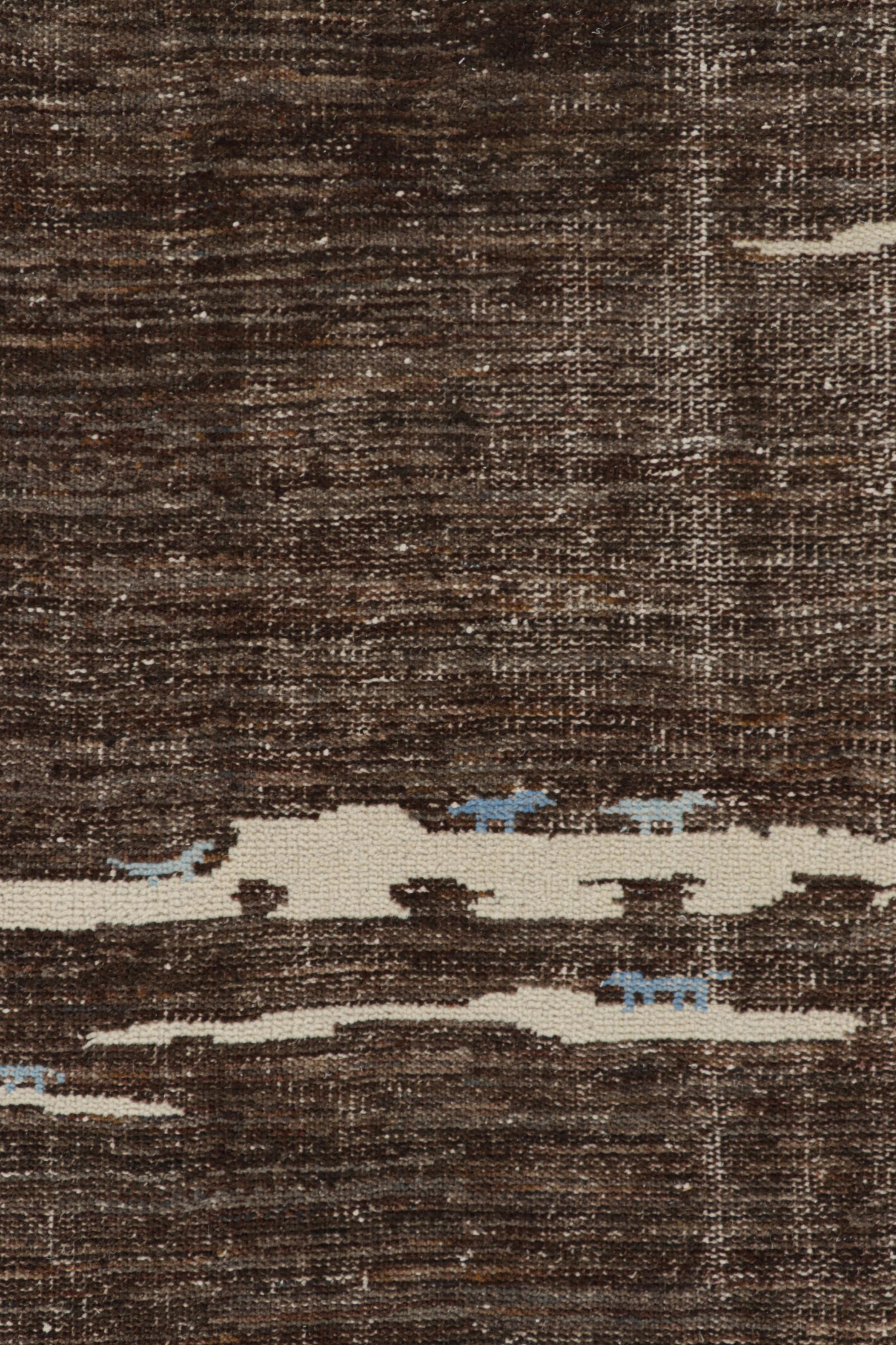 Rug & Kilim's Contemporary Tribal Rug in Beige-Braun mit geometrischen Mustern (21. Jahrhundert und zeitgenössisch) im Angebot
