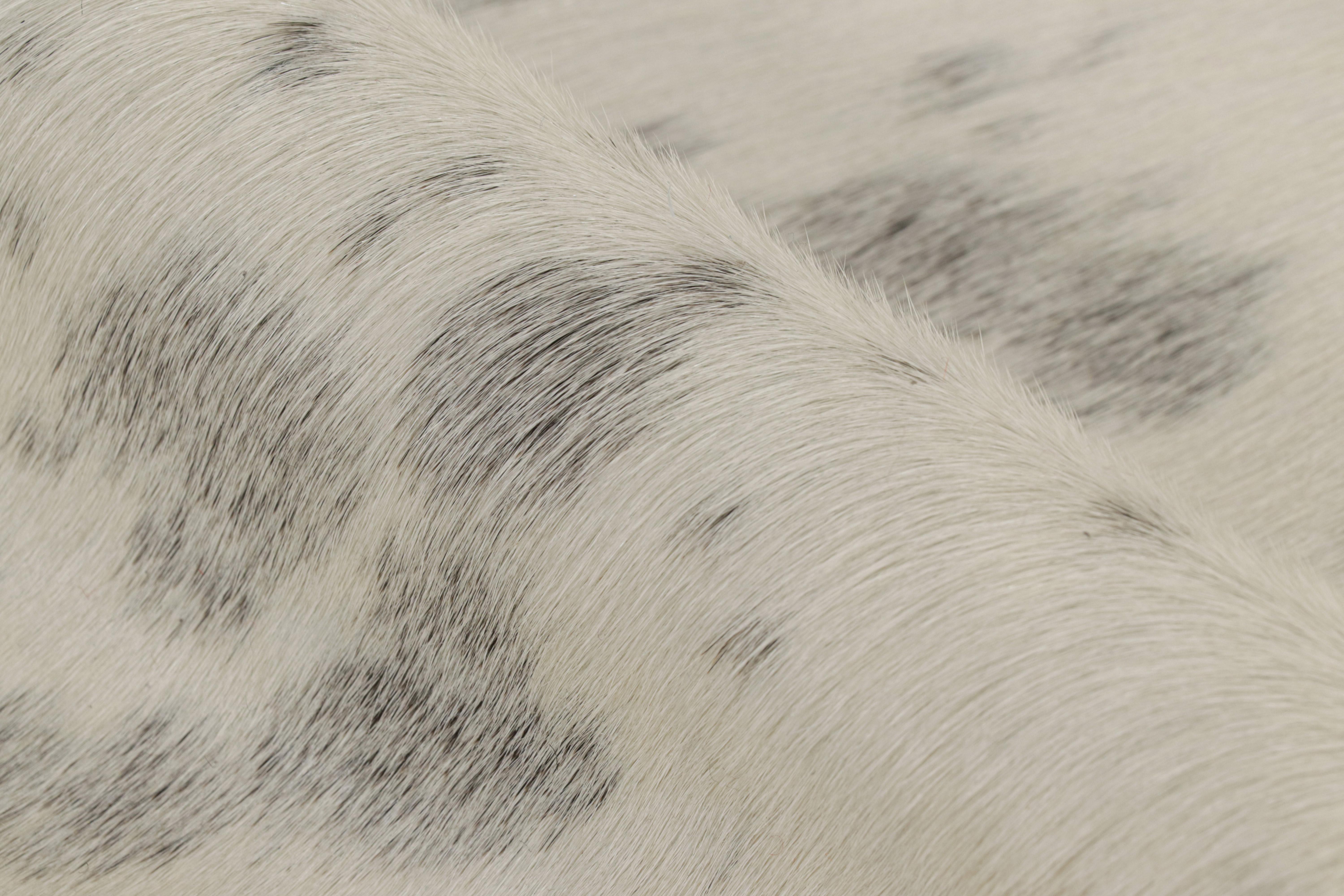 Contemporary Rug & Kilim’s Cowhide Rug in Silver-Gray and White Tones For Sale