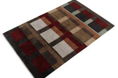 Rug & Kilims kubistischer Deko-Teppich mit geometrischem Muster in Grau, Brown und Rot
