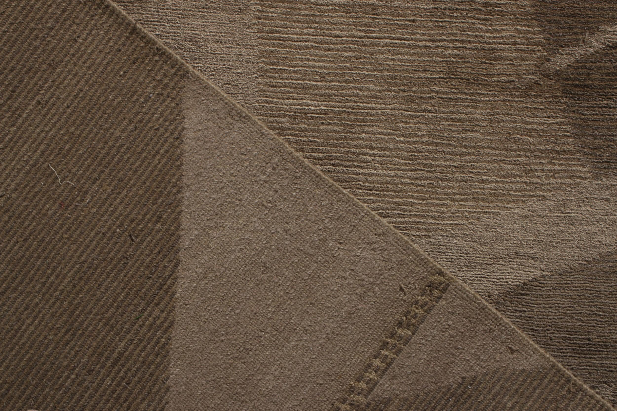 Alfombra moderna de estilo cubista Rug & Kilim de diseño geométrico en marrón beige Lana en venta