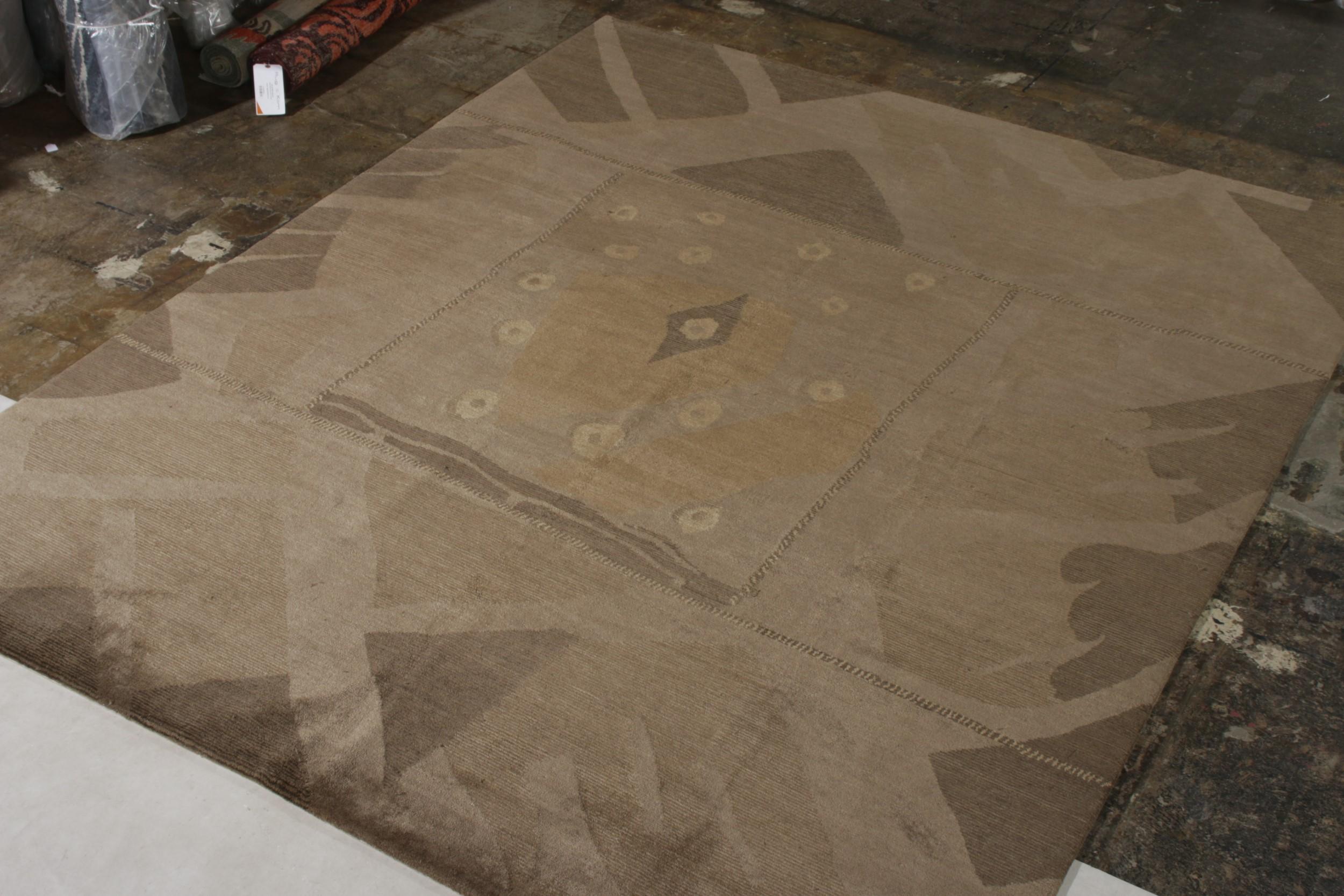 Art déco Tapis & Kilims - Tapis déco moderne de style cubiste en motif géométrique brun beige en vente