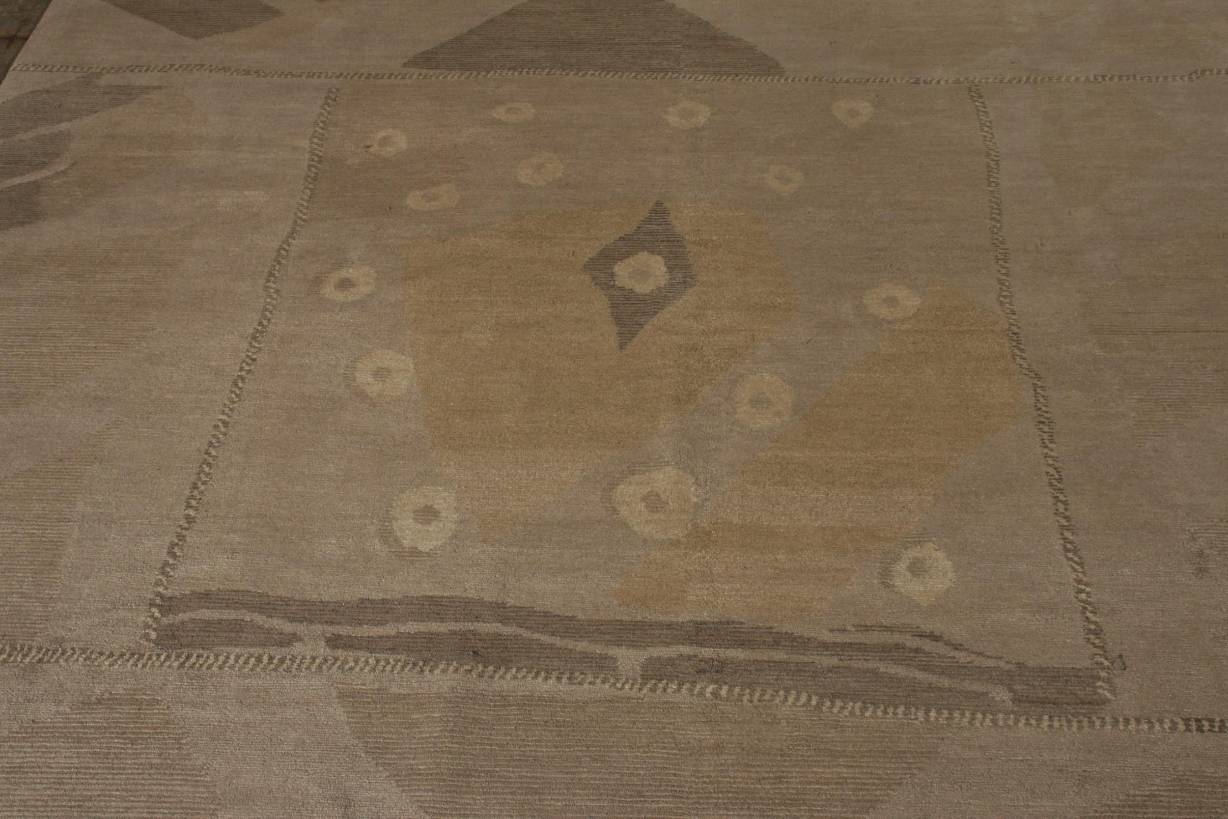 Noué à la main Tapis & Kilims - Tapis déco moderne de style cubiste en motif géométrique brun beige en vente