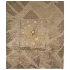 Rug & Kilim’s Cubist Style Modern Deco Rug in Beige Brown Geometric Pattern