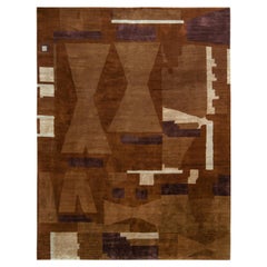 Rug & Kilim’s Cubist Style Modern Rug in Beige Brown Geometric Pattern
