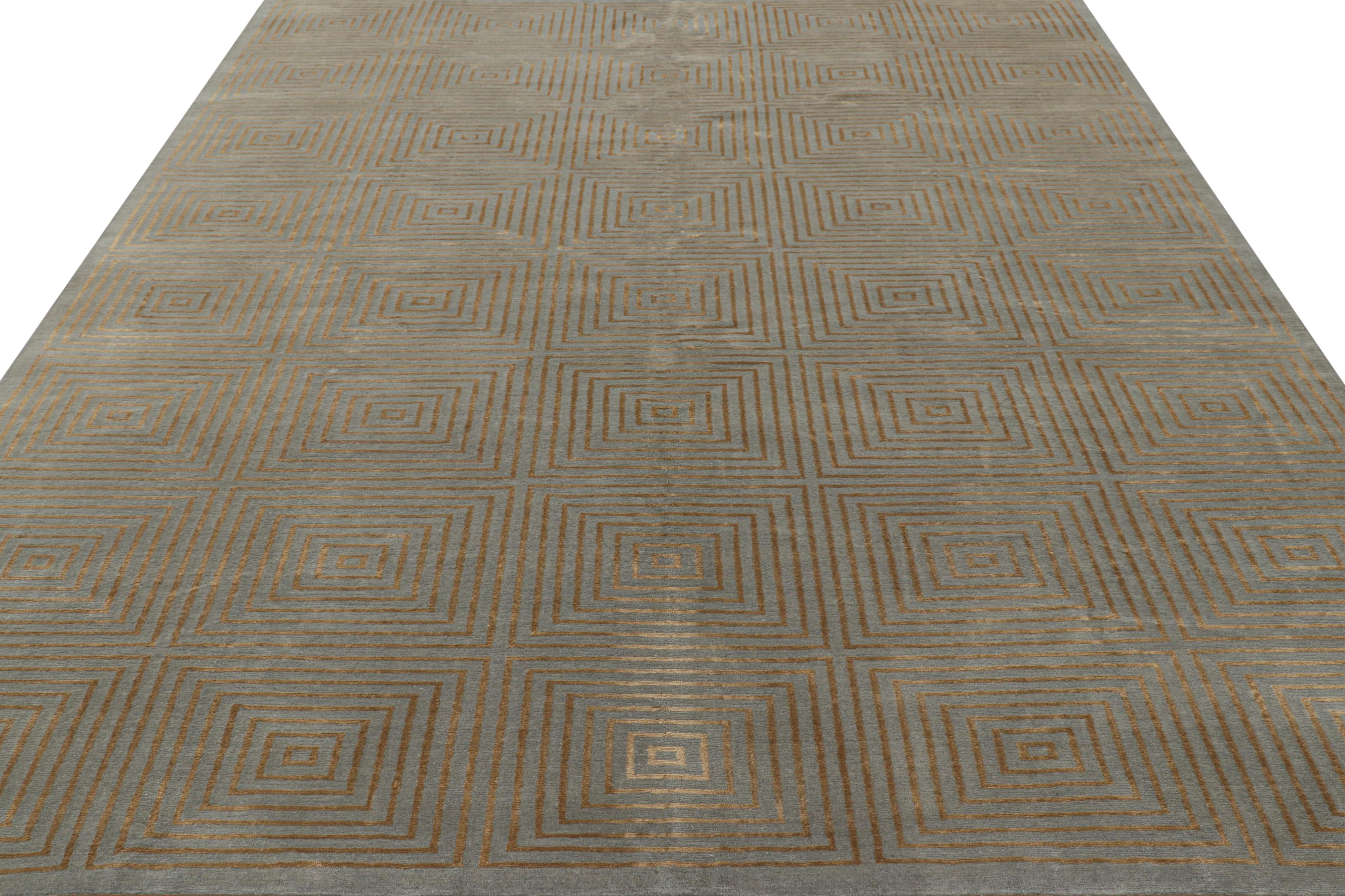 Dieser 8x10 große zeitgenössische Teppich ist eine aufregende Neuheit in der Modern Collection'S von Rug & Kilim. Er besteht aus handgeknüpfter Wolle und Seide in einer unserer luxuriösesten nepalesischen Florqualitäten und ist eine Neuauflage der