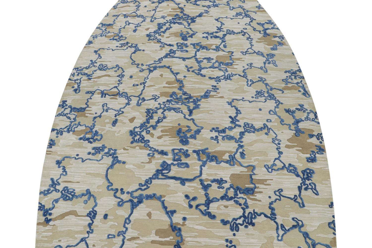 Hand-Knotted Rug & Kilim’s Custom Abstract Rug Design with High-and-Low Pattern For Sale
