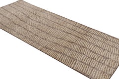 Rug & Kilim’s Custom Abstract Rug With Beige-Brown Striped Geometric Patterns