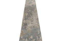 Rug & Kilim’s Custom Abstract Runner in Textural Blue and Silver-Gray Patters