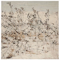 Rug & Kilim’s Custom Abstract Square Rug “Snow” with Floral Impressionist Design