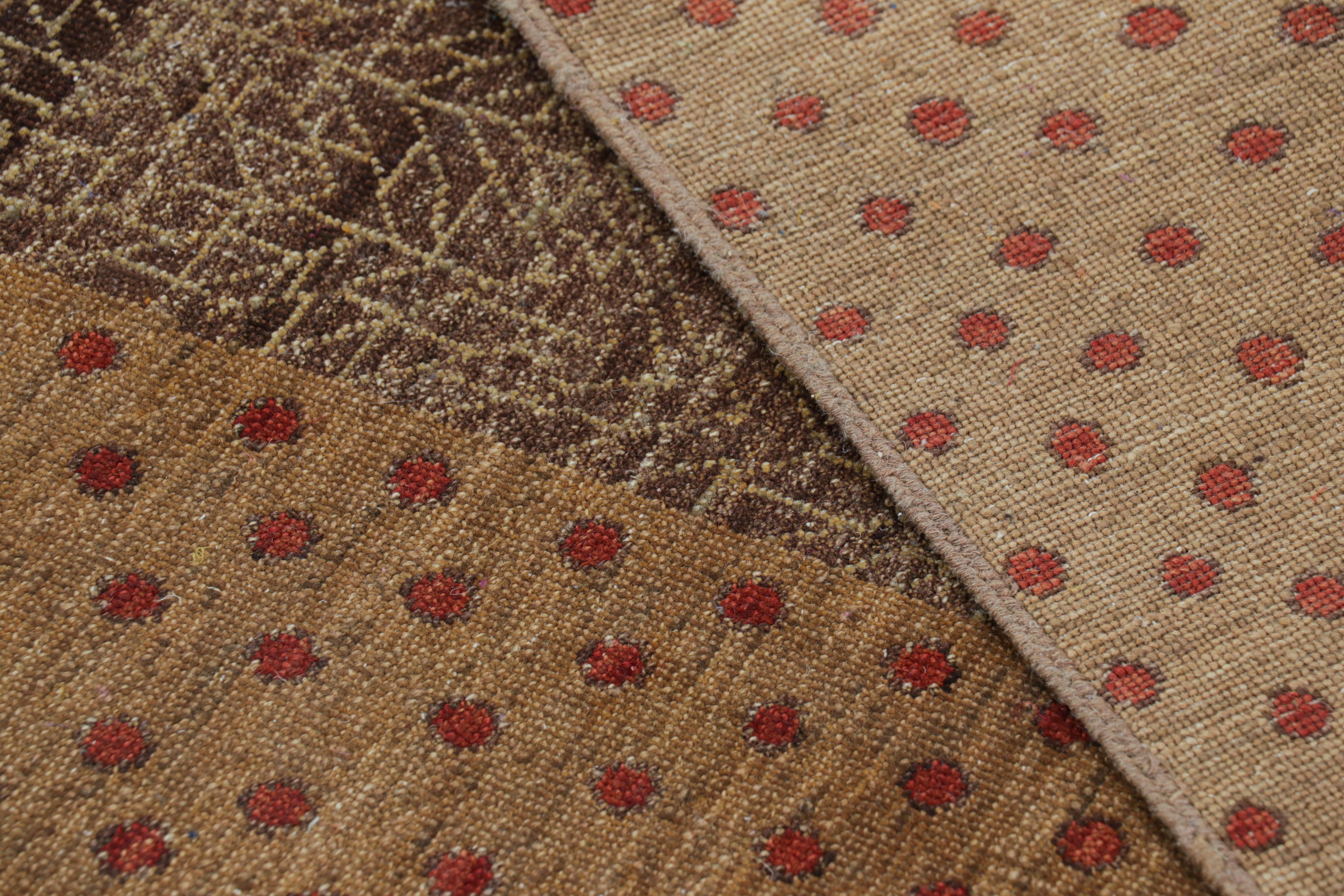 XXI secolo e contemporaneo Rug & Kilim’s French Art Deco Style Rug, Beige-Brown and Red Geometric Patterns in vendita