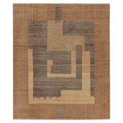 Rug & Kilim’s French Art Deco Style Rug, Beige-Brown and Red Geometric Patterns