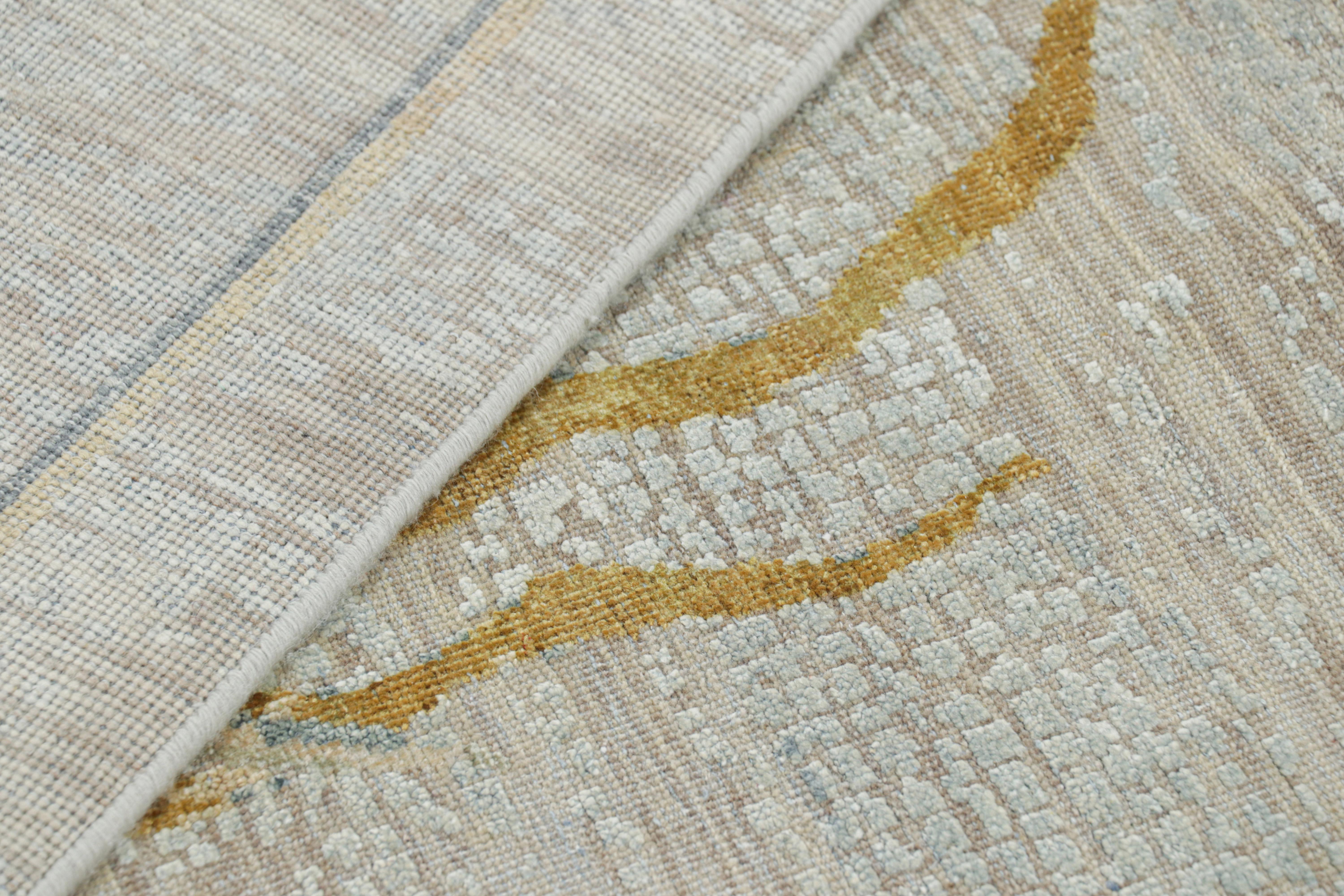 Contemporary Rug & Kilim’s Custom Dragon Style Rug in White with Dragon Pictorial in Gold For Sale