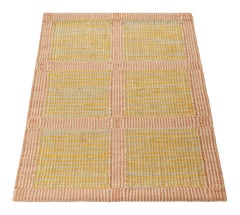 Rug & Kilim’s Custom Flatweave Rug Sample with Yellow and Pink Geometric Pattern