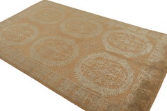 Rug & Kilim’s Custom Floral Beige Green Wool and Silk Rug – “Catana”