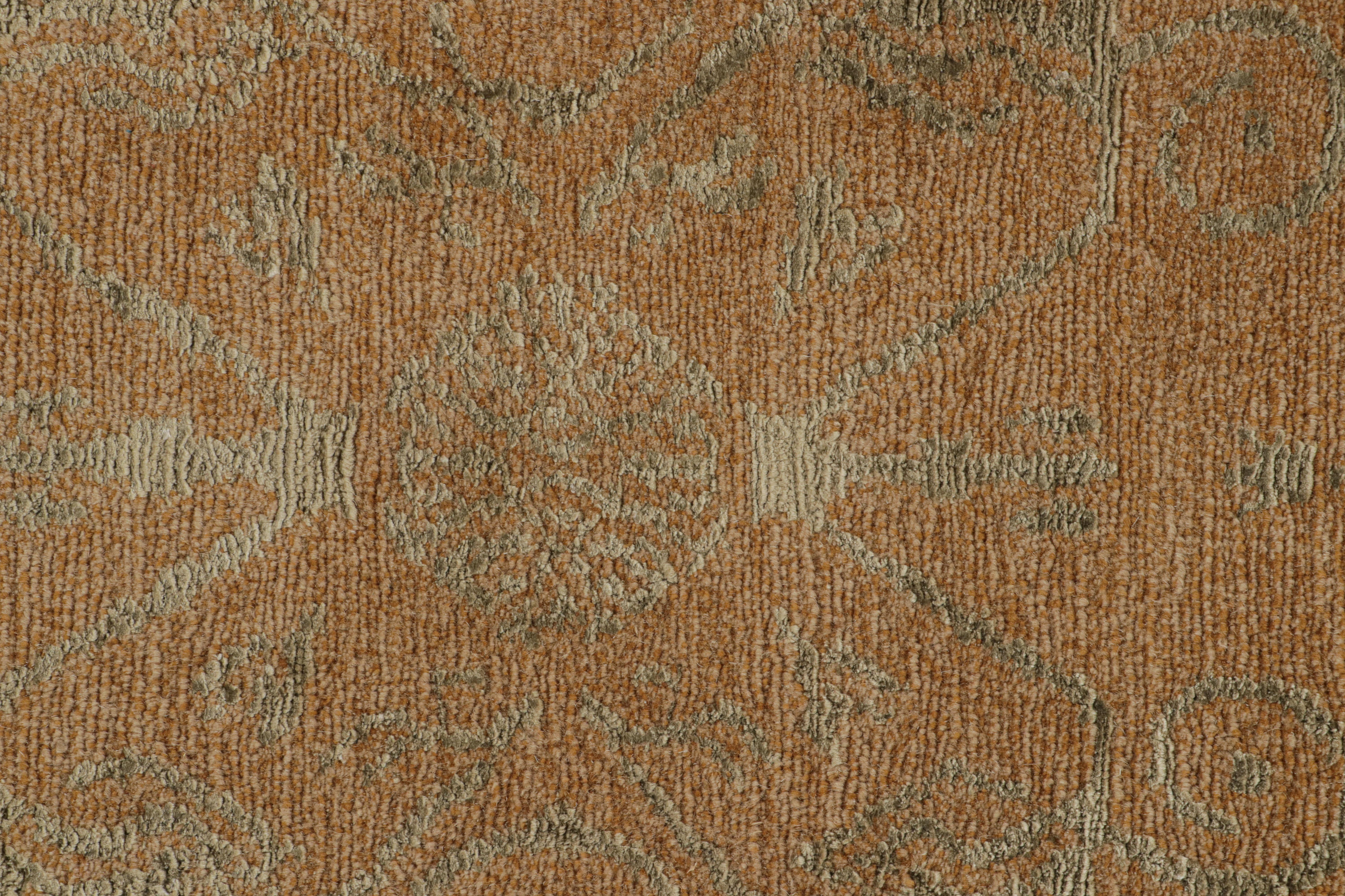 XXI secolo e contemporaneo Rug & Kilim - Tappeto floreale personalizzato in lana e seta di colore beige e verde - 