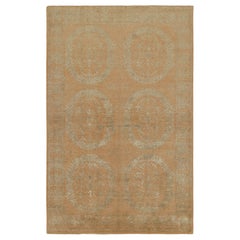 Rug & Kilim’s Custom Floral Beige Green Wool and Silk Rug – “Catana”