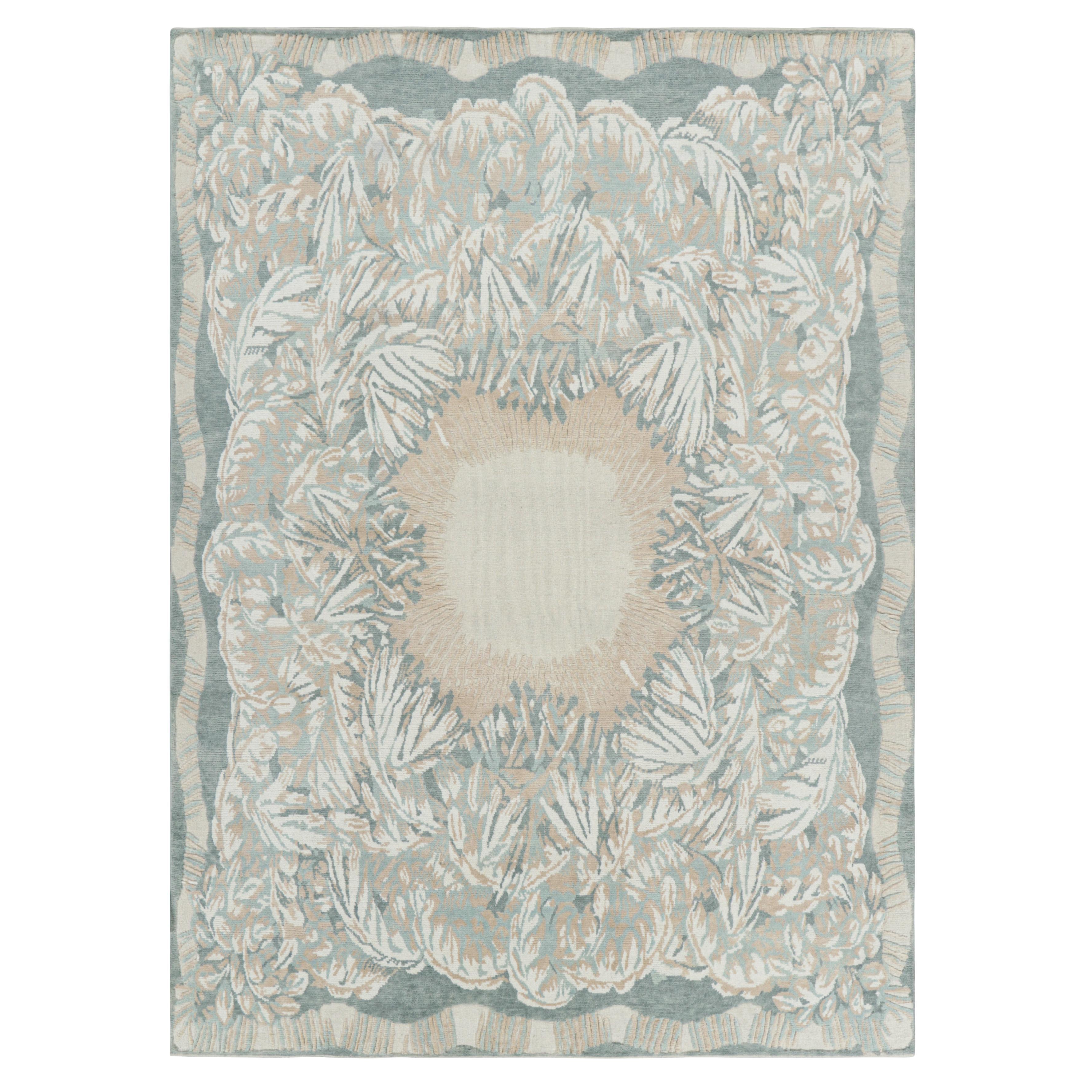 Rug & Kilim’s Custom French Art Deco Style Rug Design in Cream and Blue