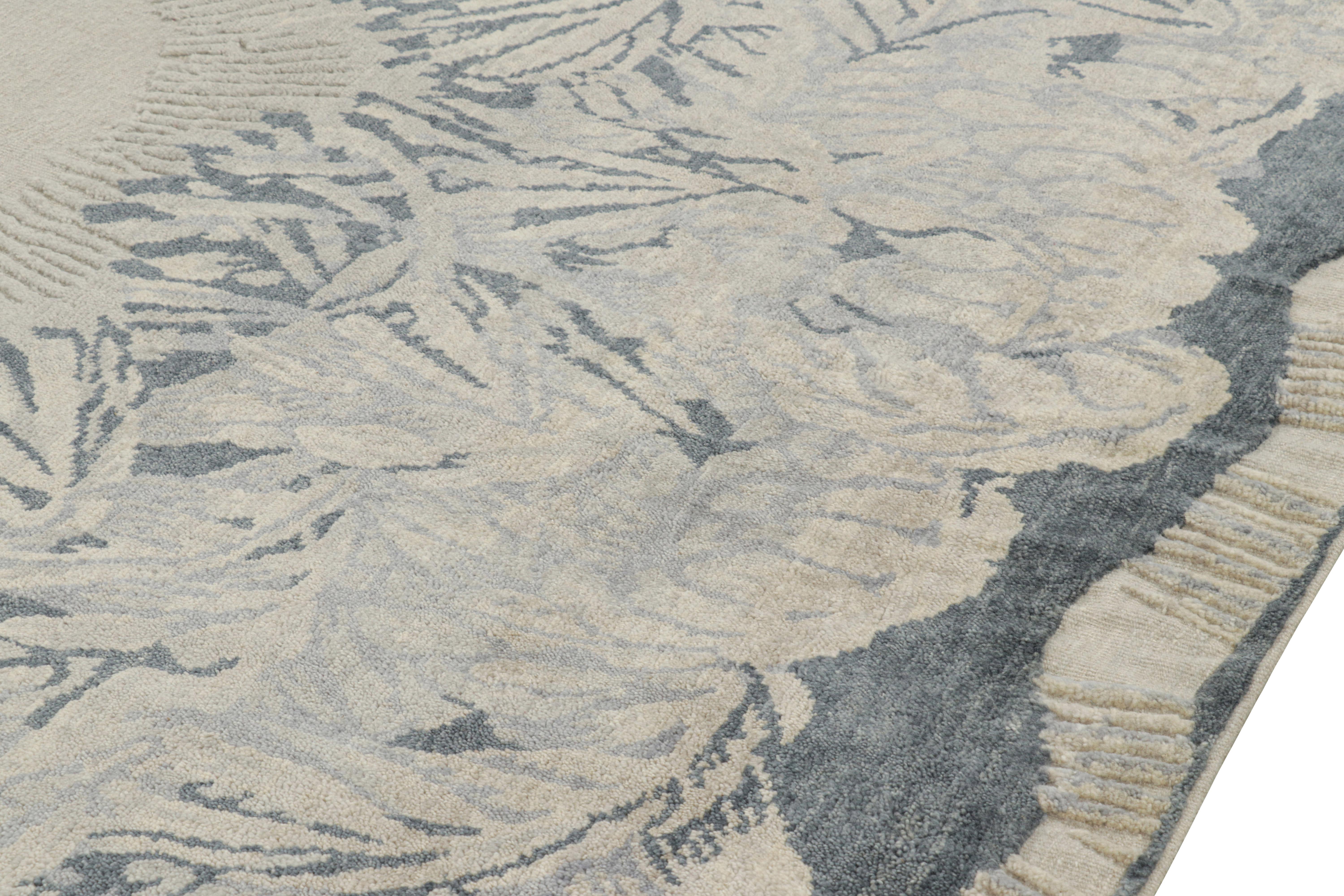 XXI secolo e contemporaneo Rug & Kilim: Tappeto personalizzato in stile Art Déco francese in grigio e blu in vendita