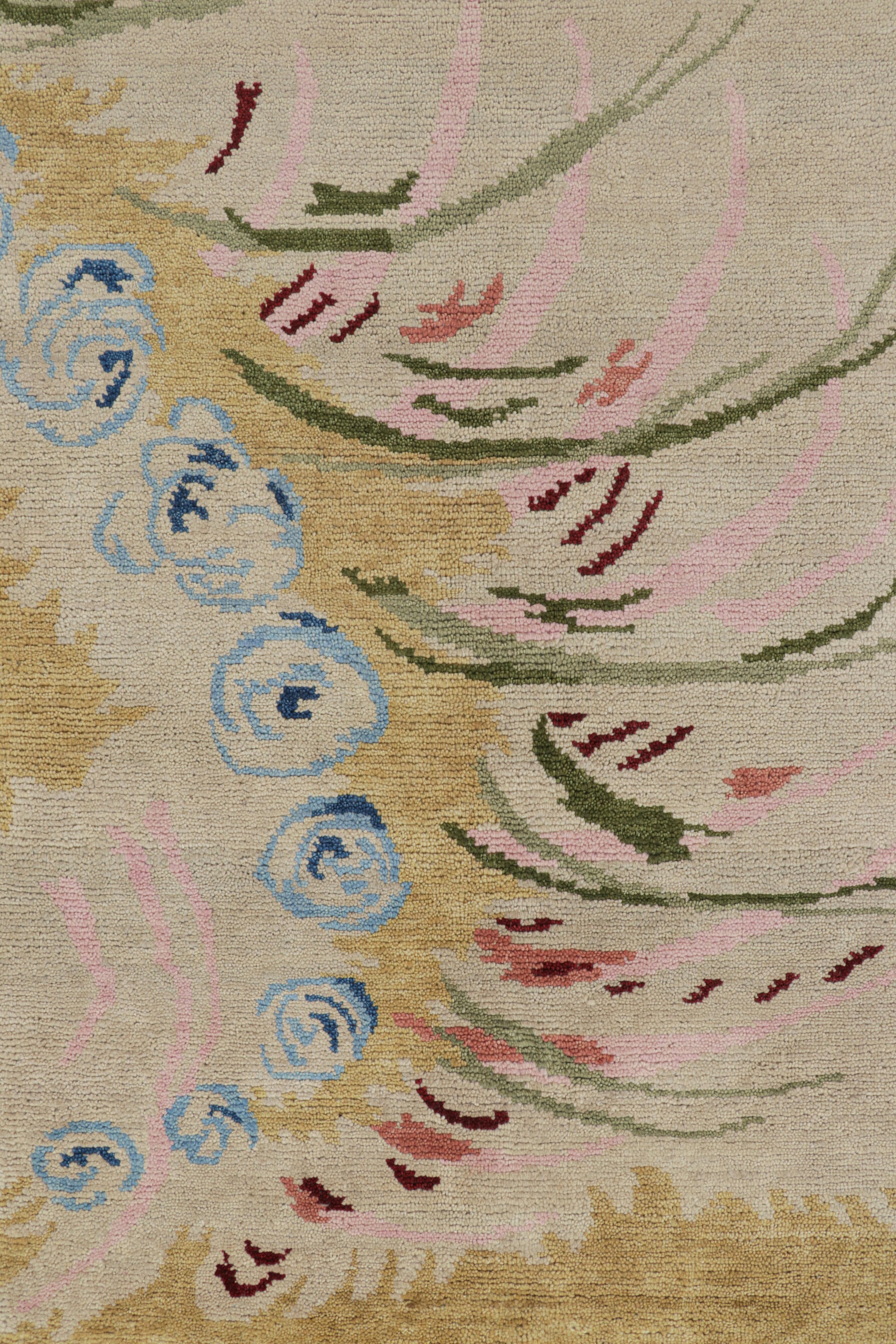 Art déco Rug & Kilim's Custom French Art Deco Style Rug Design with Abstract Patterns (en anglais seulement) en vente
