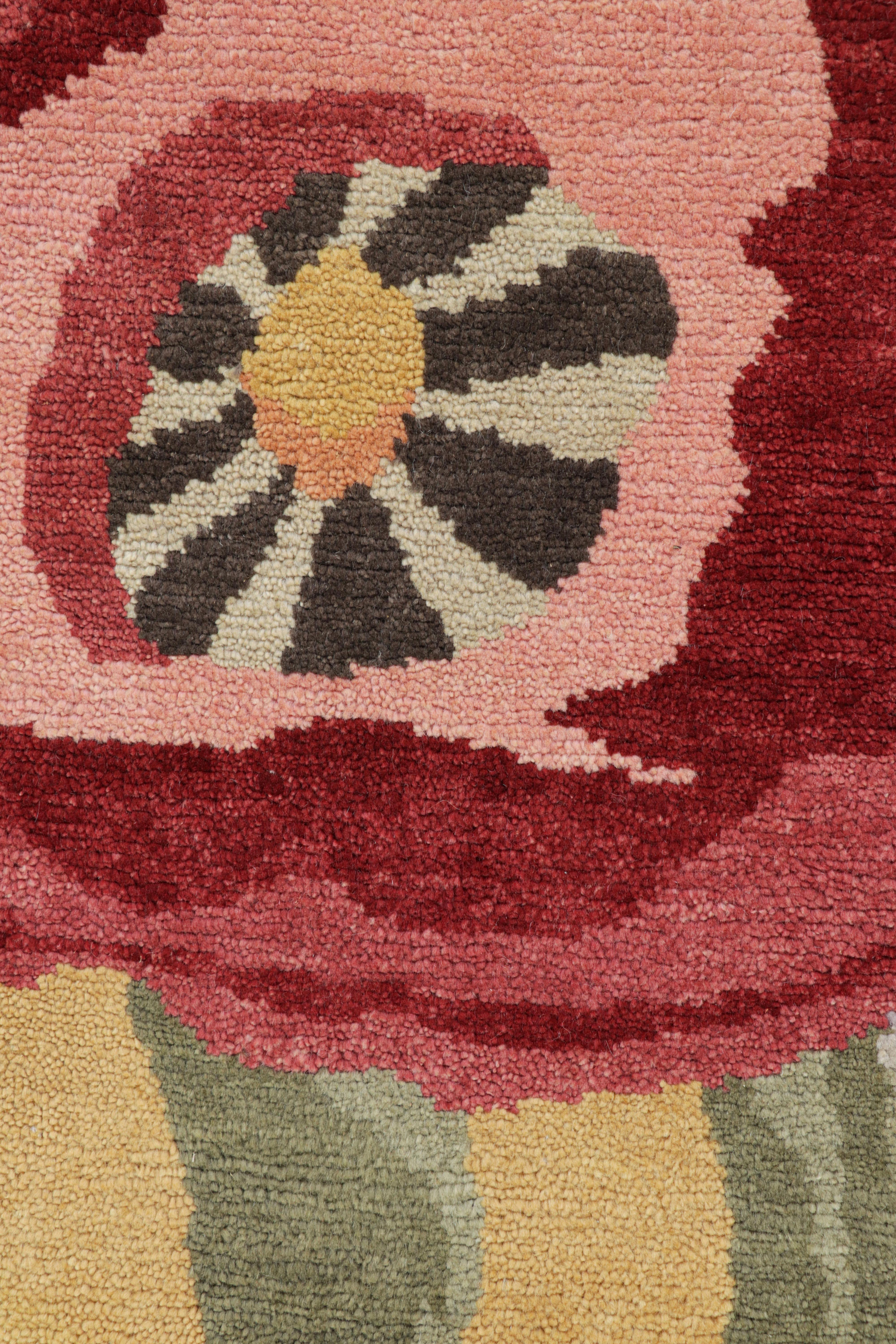 Art Déco Rug & Kilim: design personalizzato di un tappeto francese in stile Art Deco con fiori colorati in vendita