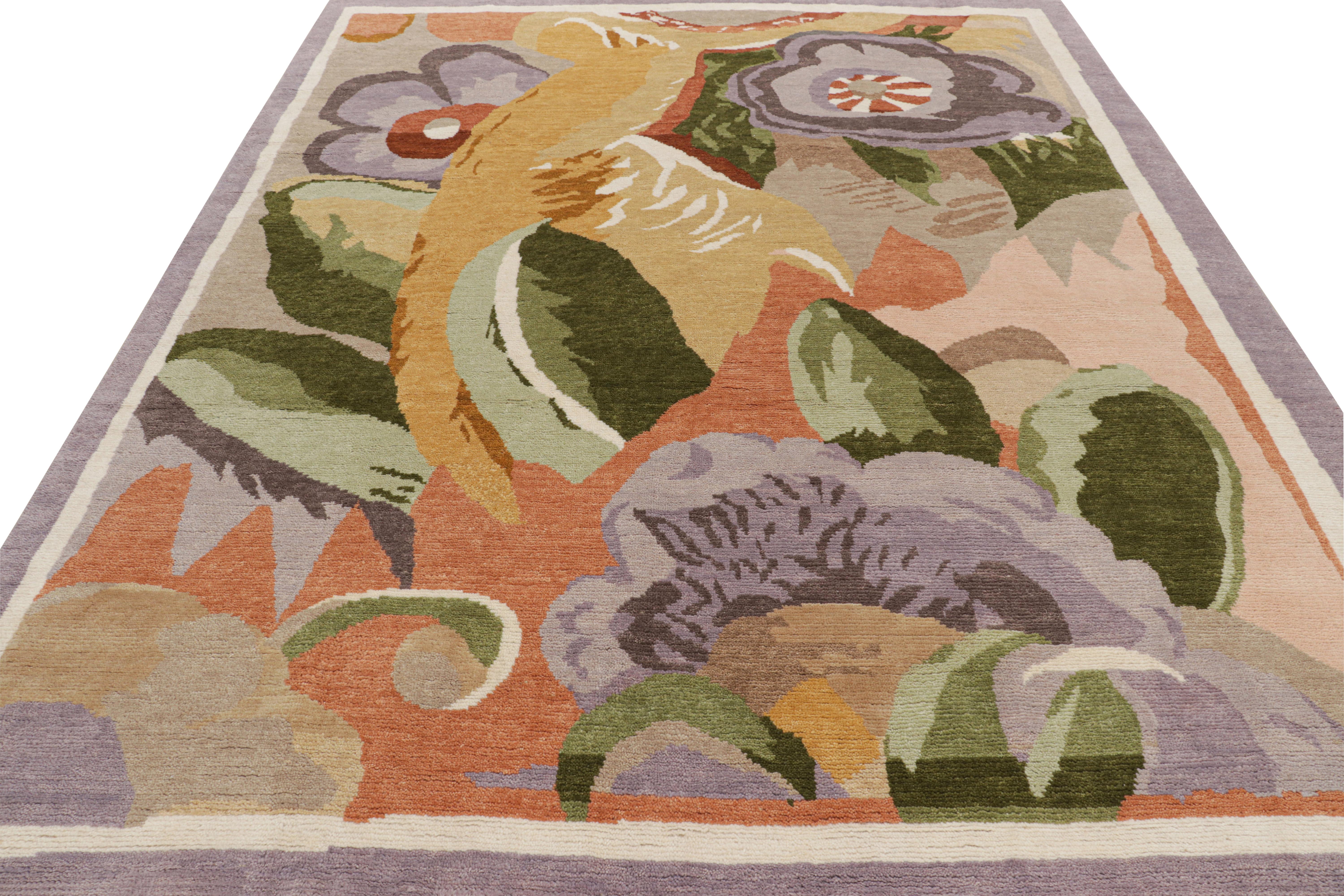 Rug & Kilim’s Custom French Art Deco Style Rug Design with Floral Patterns In New Condition For Sale In Long Island City, NY