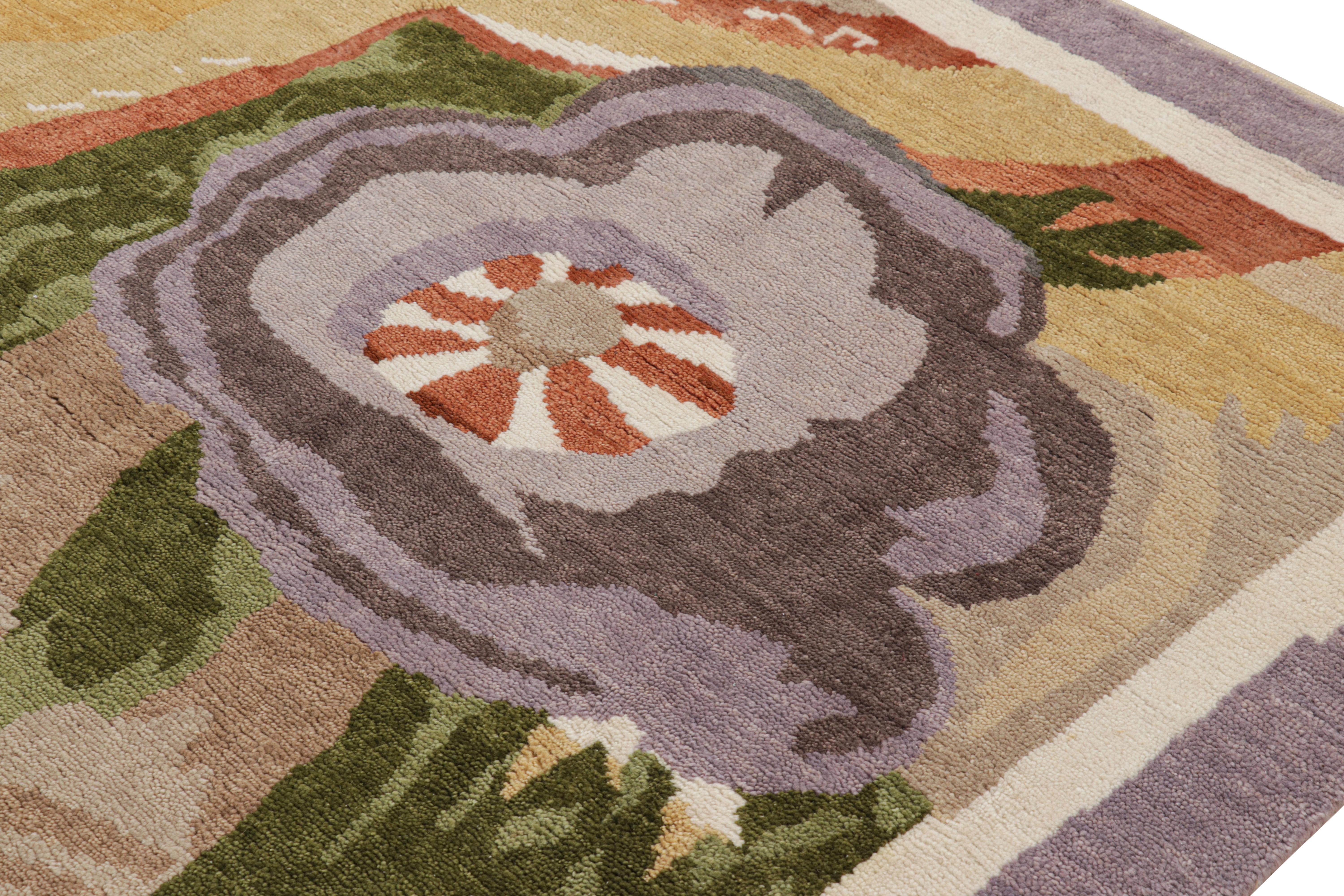 Contemporary Rug & Kilim’s Custom French Art Deco Style Rug Design with Floral Patterns For Sale