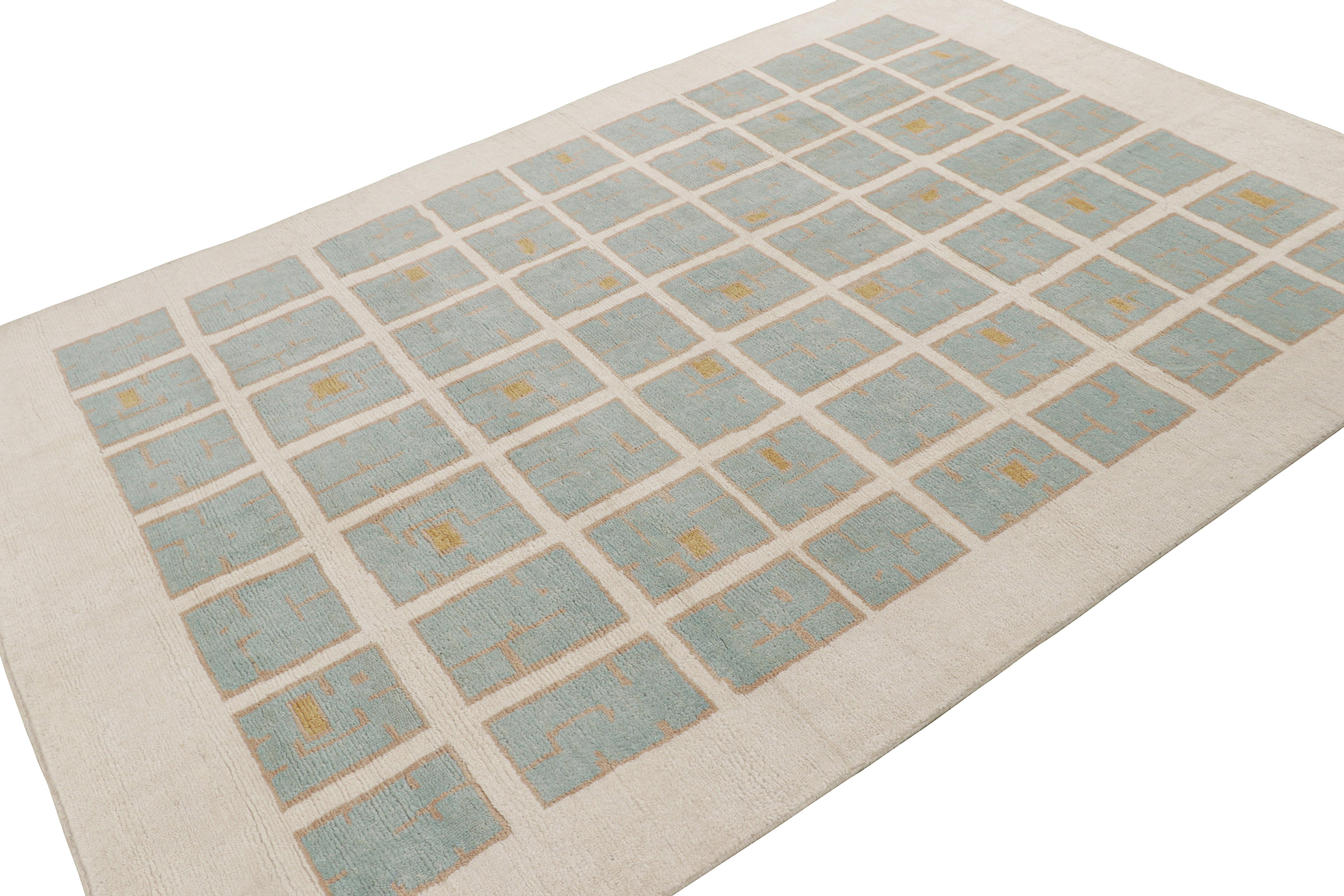 Indiano Rug & Kilim: design personalizzato di un tappeto francese in stile Art Deco con motivi geometrici in vendita