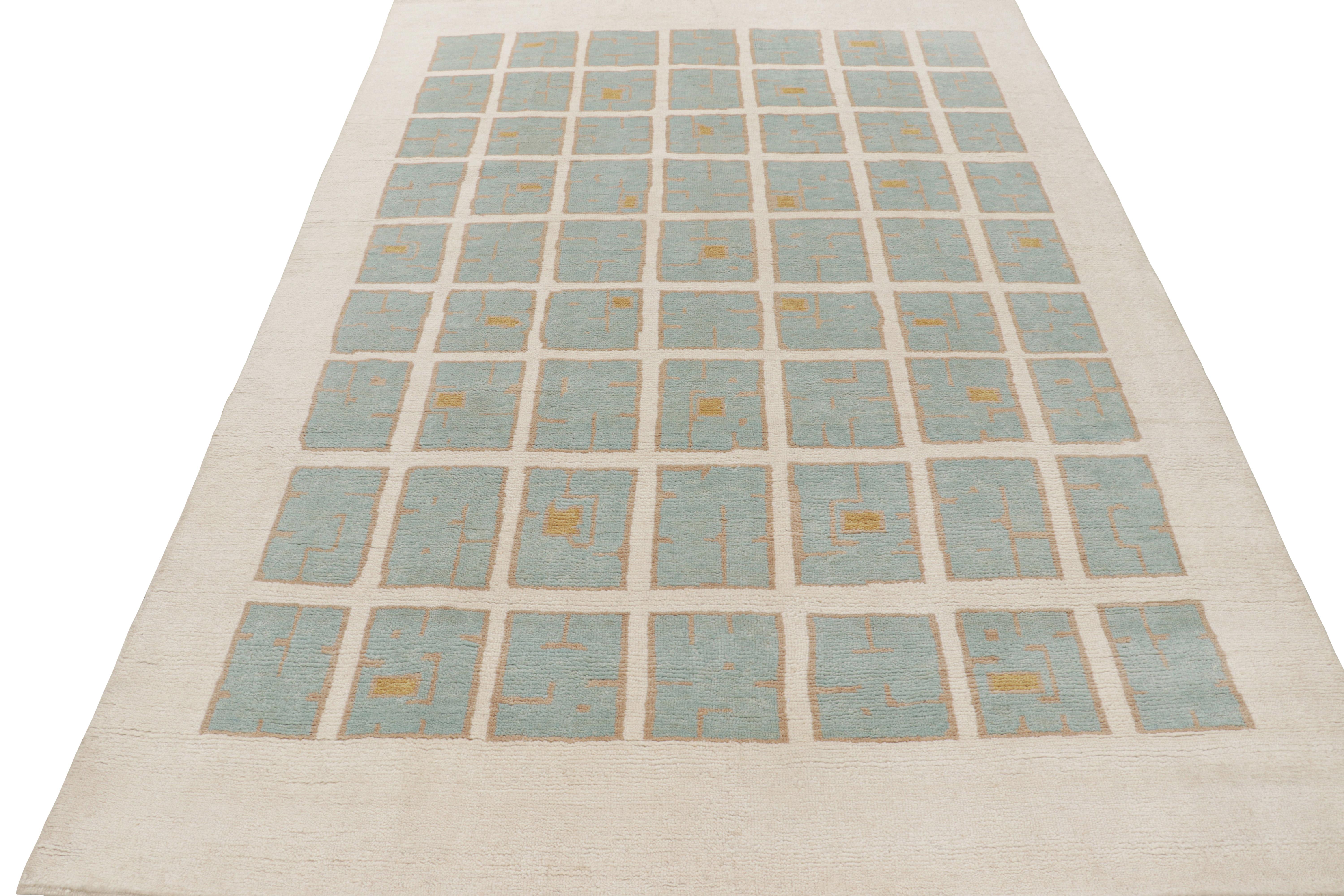 Annodato a mano Rug & Kilim: design personalizzato di un tappeto francese in stile Art Deco con motivi geometrici in vendita