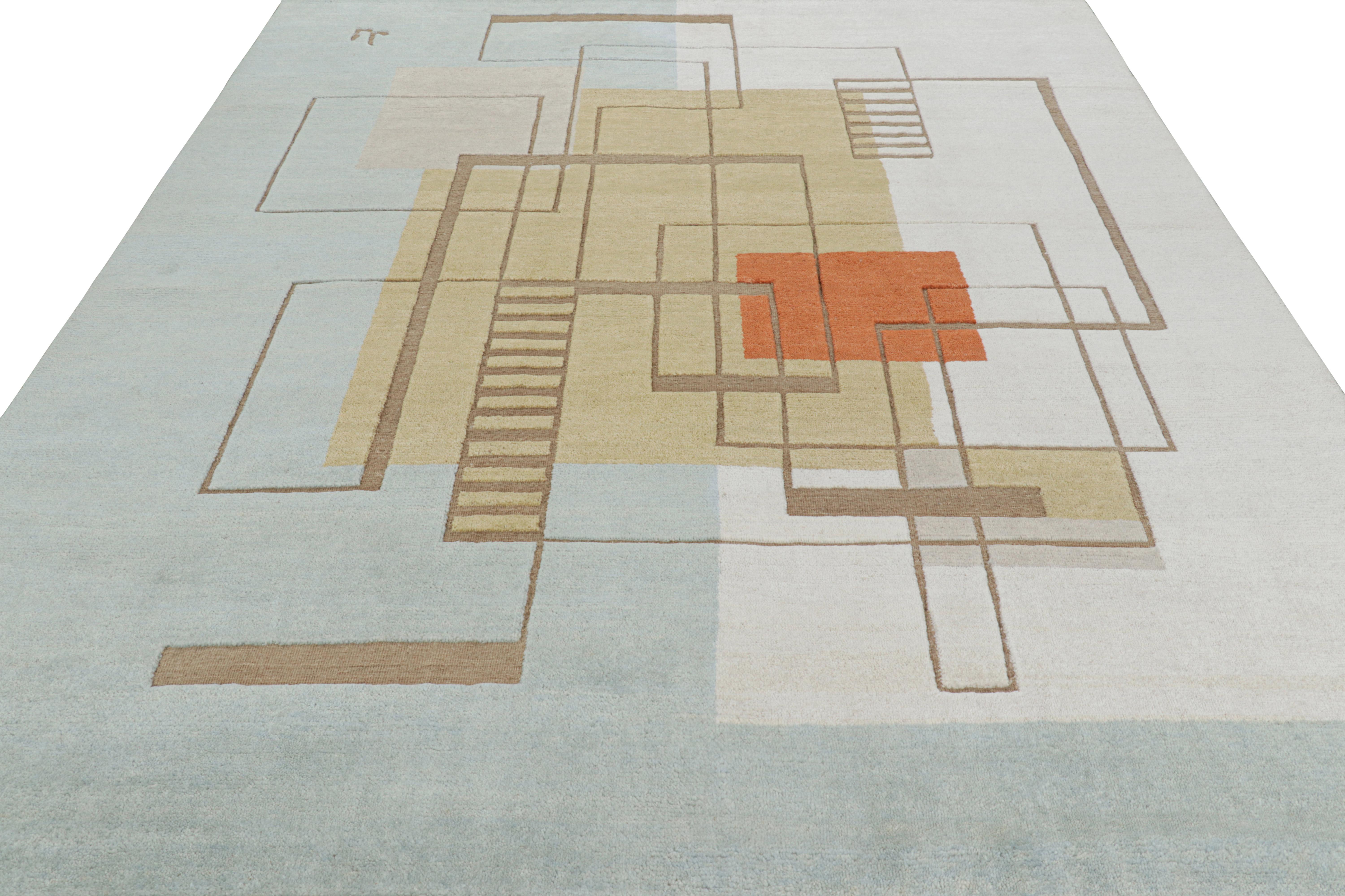 Rug & Kilim's Custom French Art Deco Style Rug Design mit geometrischen Mustern (Handgeknüpft) im Angebot
