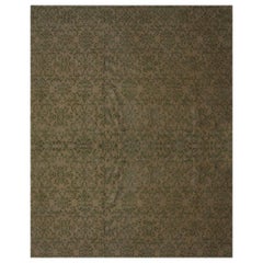 Teppich & Kelim, maßgefertigter geometrischer Beige- und Grünteppich aus Wolle und Seide, „Arabesque“