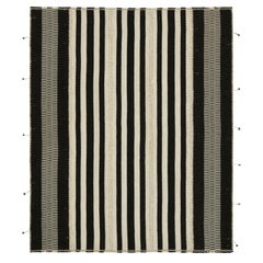 Rug & Kilim's Custom Kilim Design in White and Black Textural Stripes (en anglais)