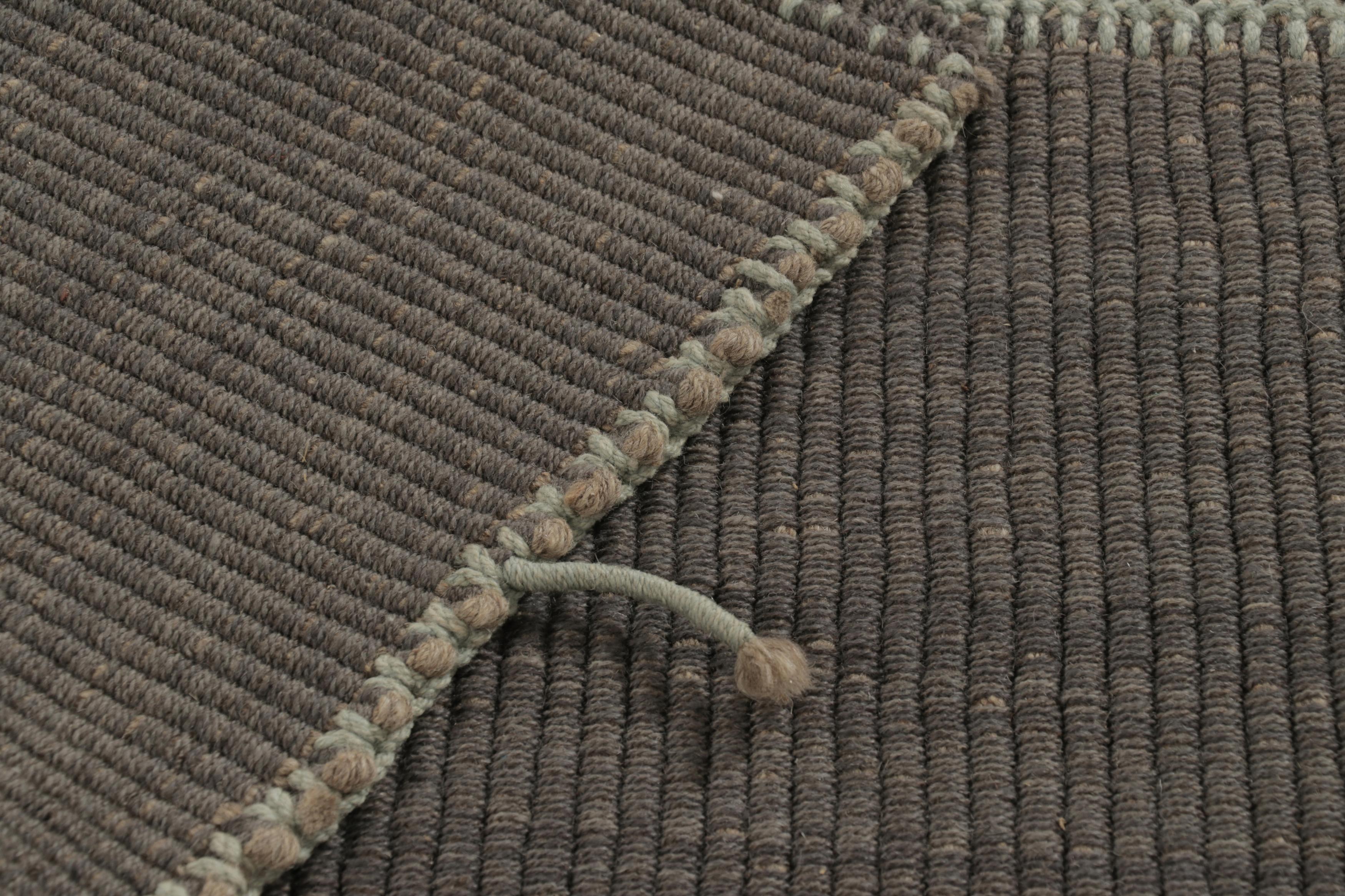 Diseño personalizado de Rug & Kilim, rayas grises y celestes con textura Lana en venta