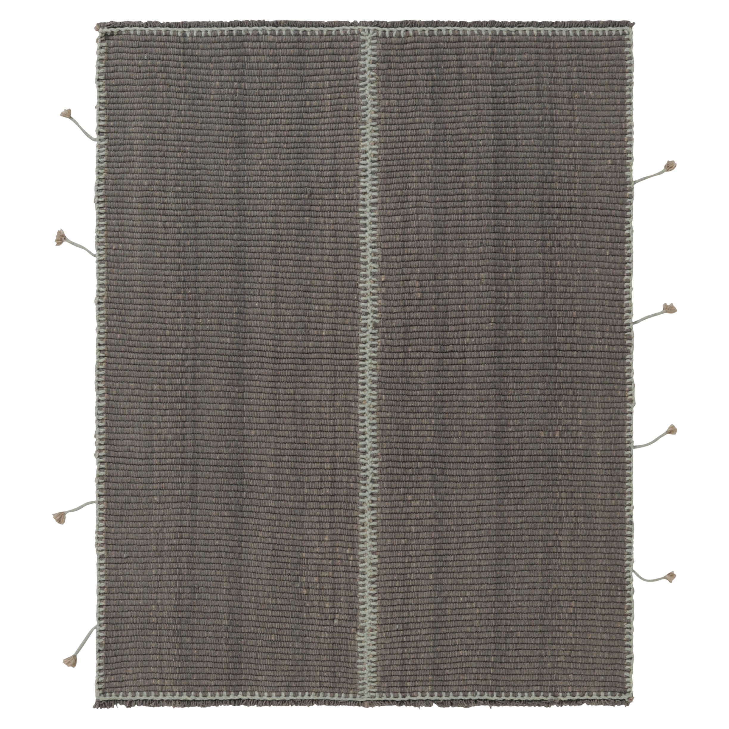 Diseño personalizado de Rug & Kilim, rayas grises y celestes con textura en venta