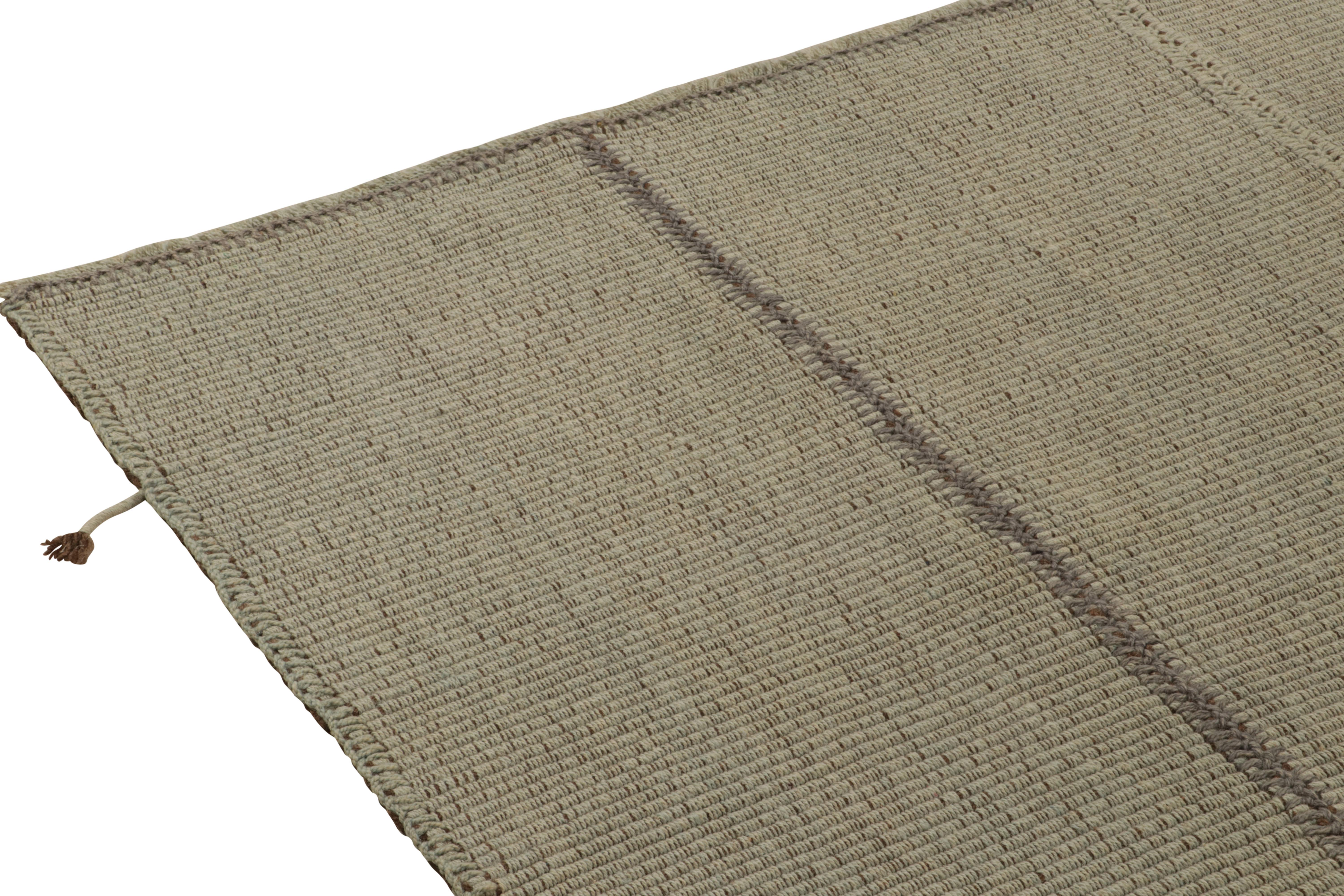 Rug & Kilim’s Custom Kilim in Beige-Brown and Blue, Panel Woven style In New Condition For Sale In Long Island City, NY