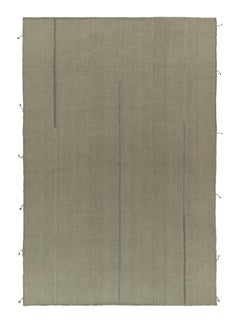 Rug & Kilim’s Custom Kilim in Beige-Brown and Blue, Panel Woven style