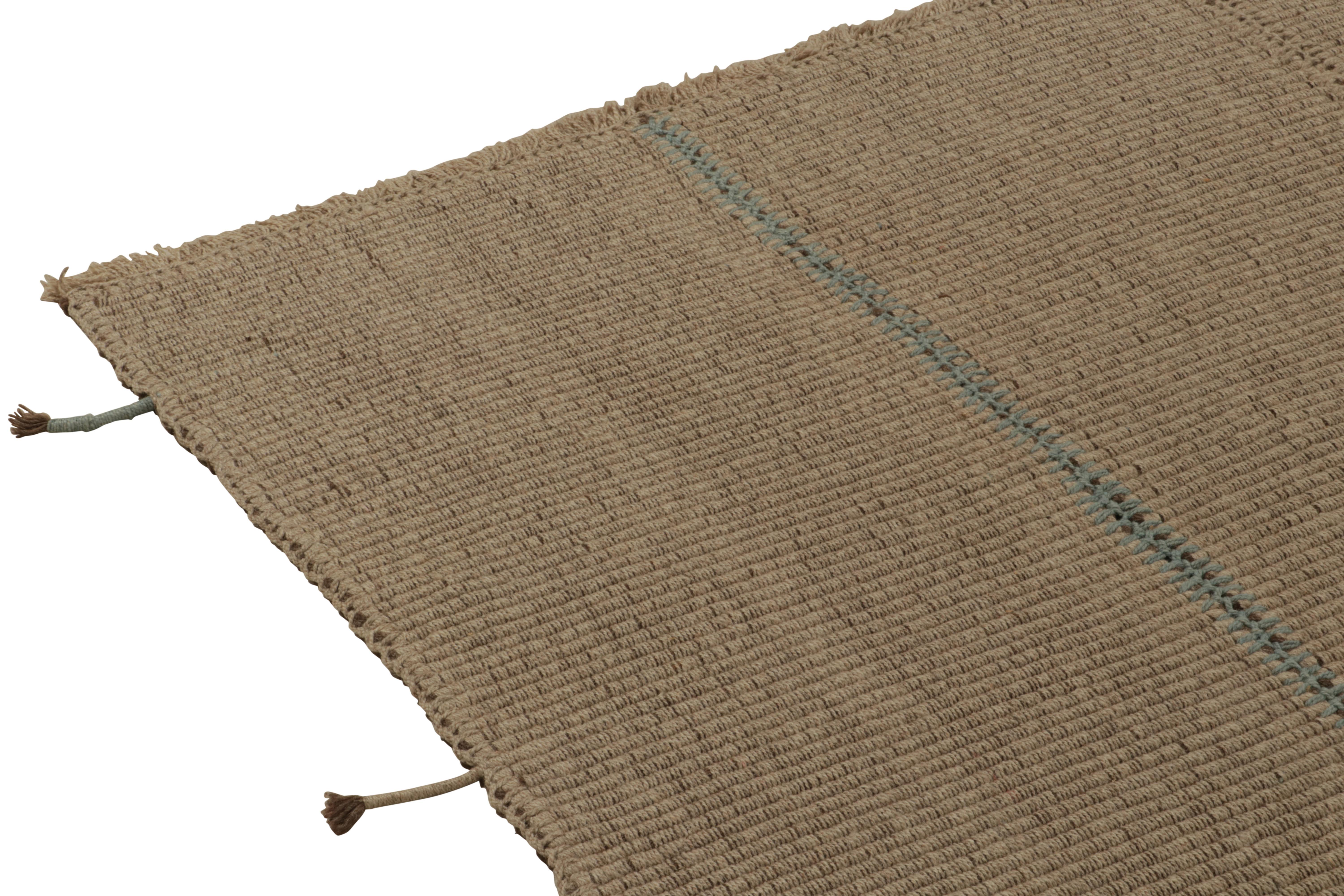 Rug & Kilim's Custom Kilim in Beige-Brown Columns, Panel Woven Style (tapis tissé) Neuf - En vente à Long Island City, NY