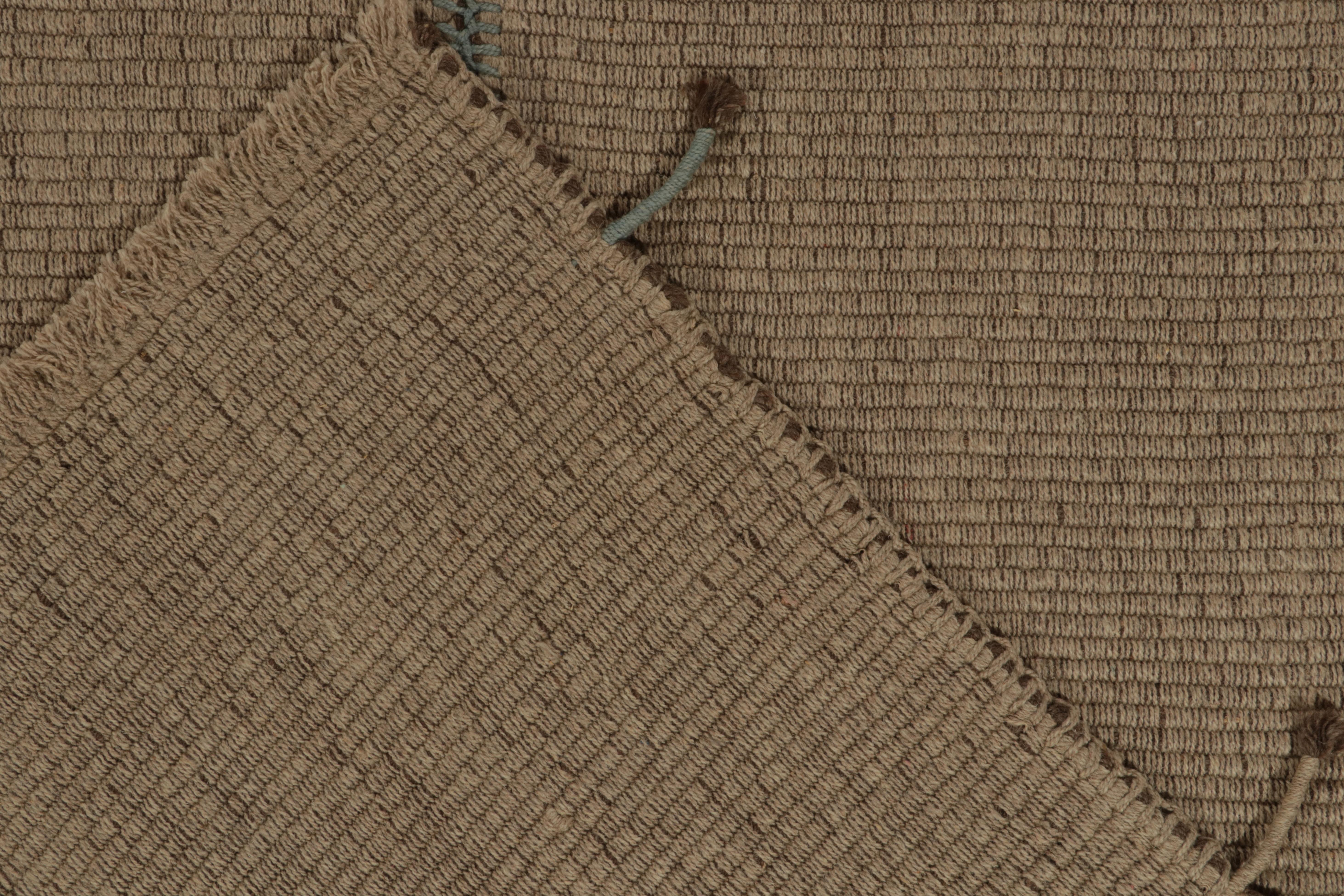 Wool Rug & Kilim’s Custom Kilim in Beige-Brown Columns, Panel Woven Style For Sale