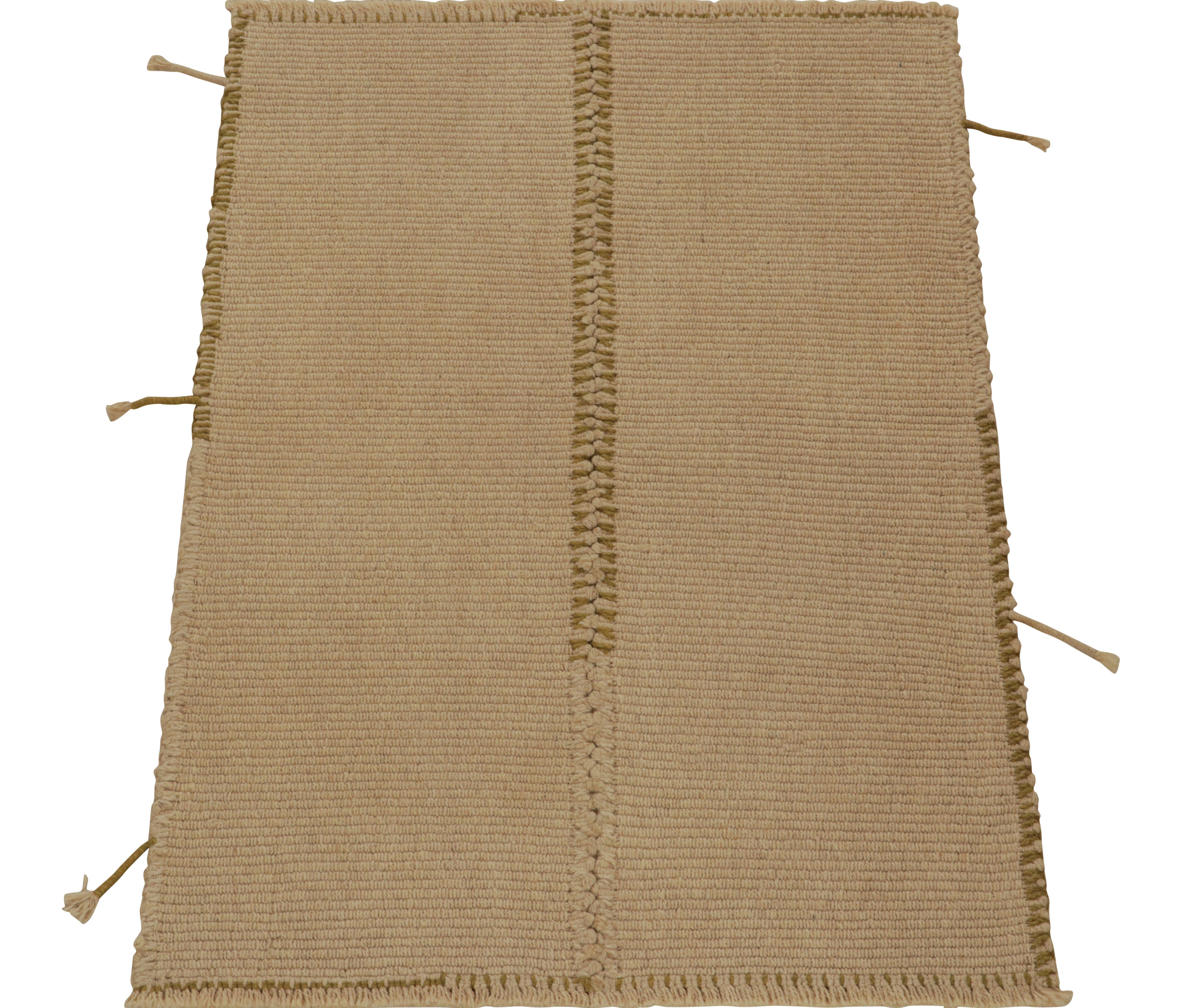 Afghan Rug & Kilim’s Custom Kilim in Beige-Brown Stripes For Sale