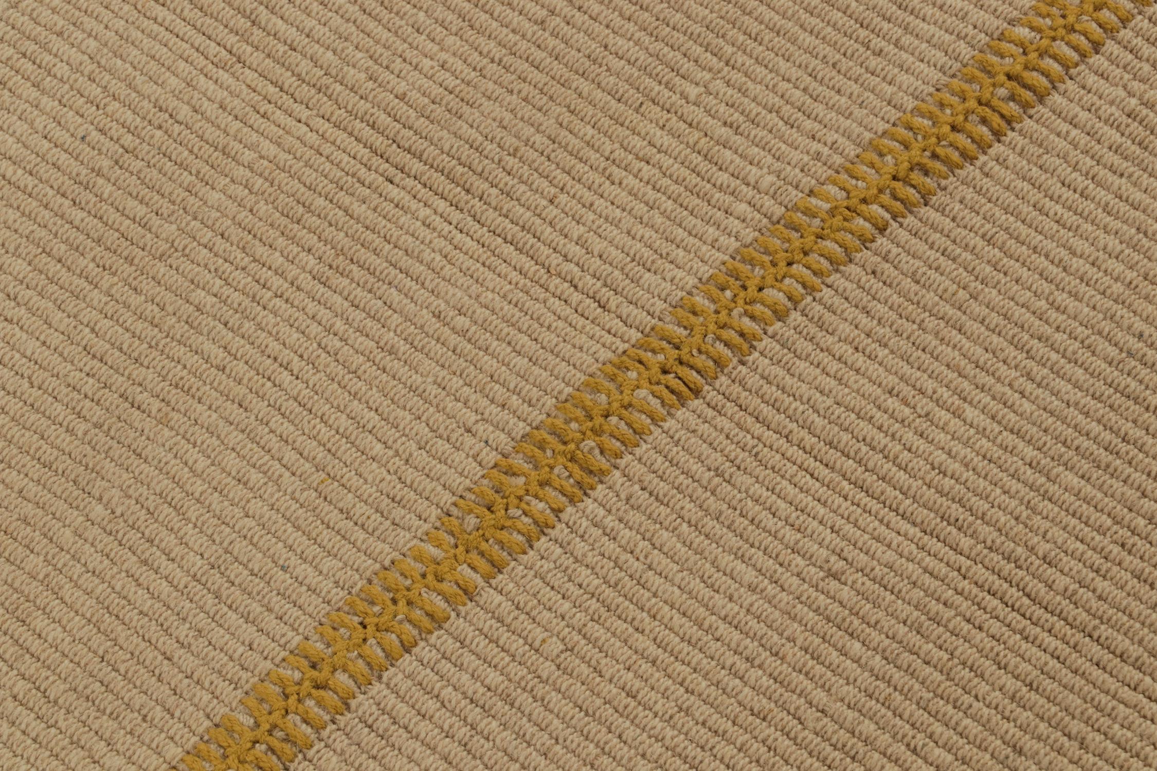 Rug & Kilim’s Custom Kilim in Beige-Brown with Ochre Accents In New Condition For Sale In Long Island City, NY