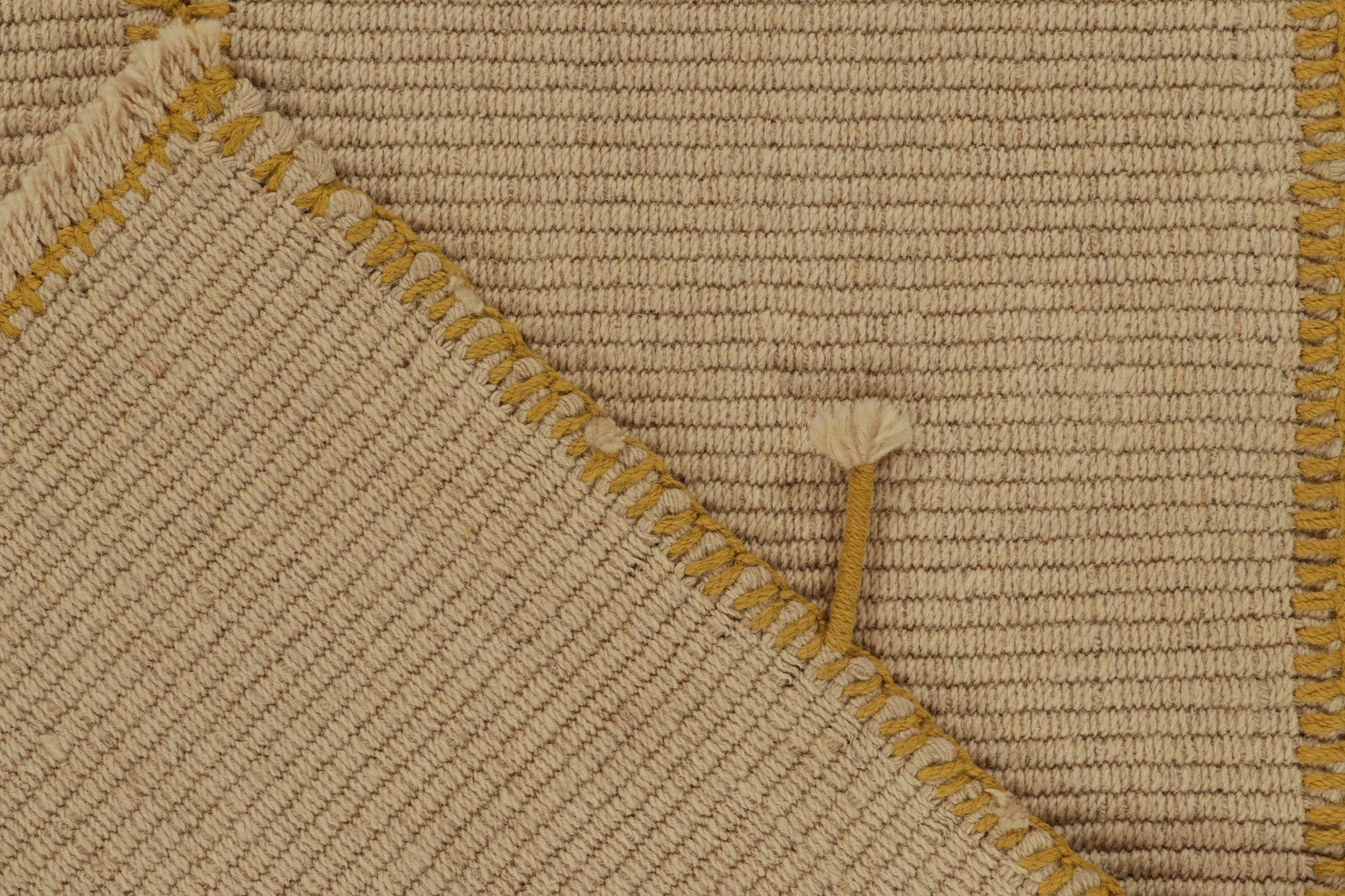 Contemporary Rug & Kilim’s Custom Kilim in Beige-Brown with Ochre Accents For Sale