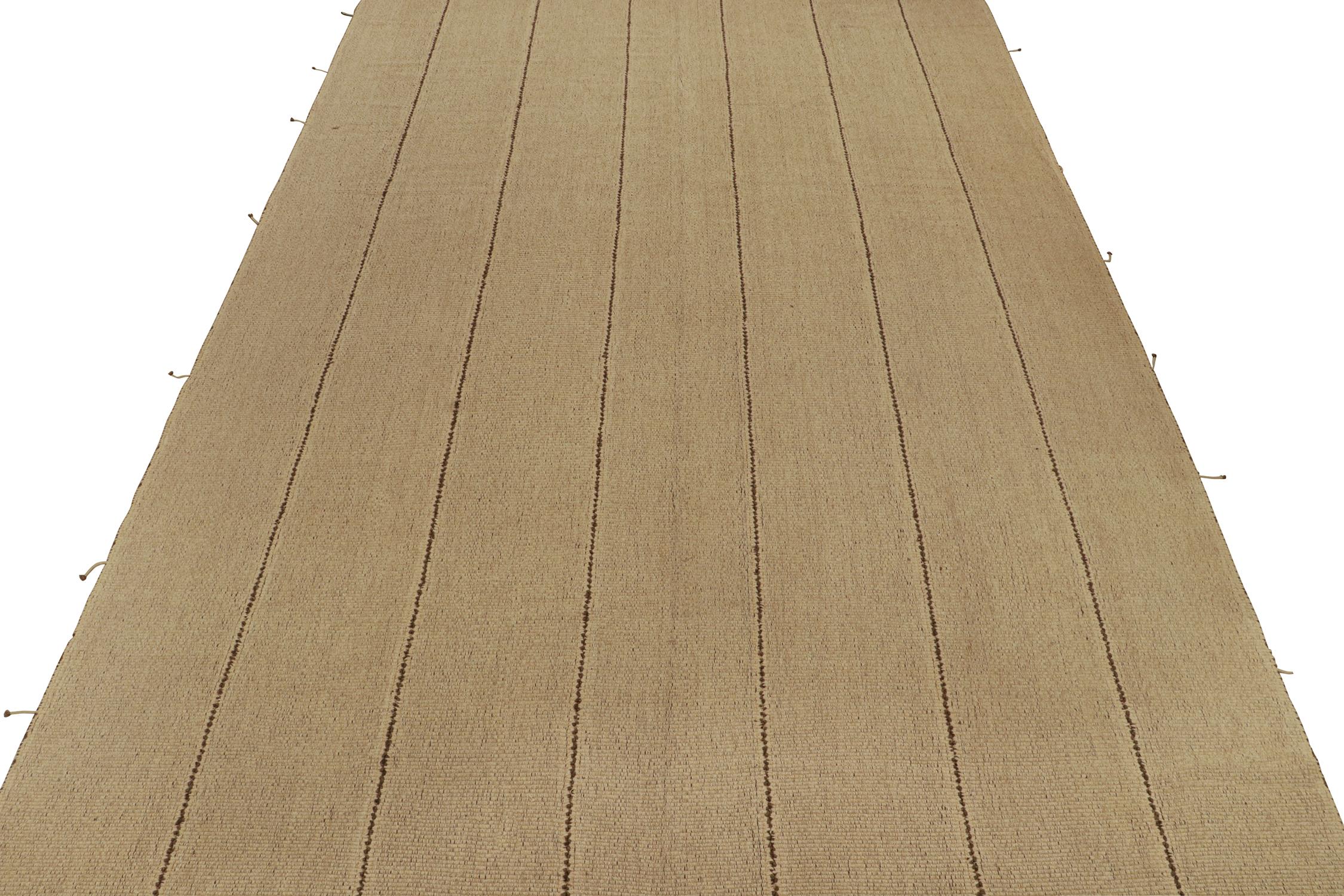 Tessuto a mano in lana, un Kilim 12x19 di una nuova e innovativa collezione contemporanea a trama piatta di Rug & Kilim.

Il design: Il 
