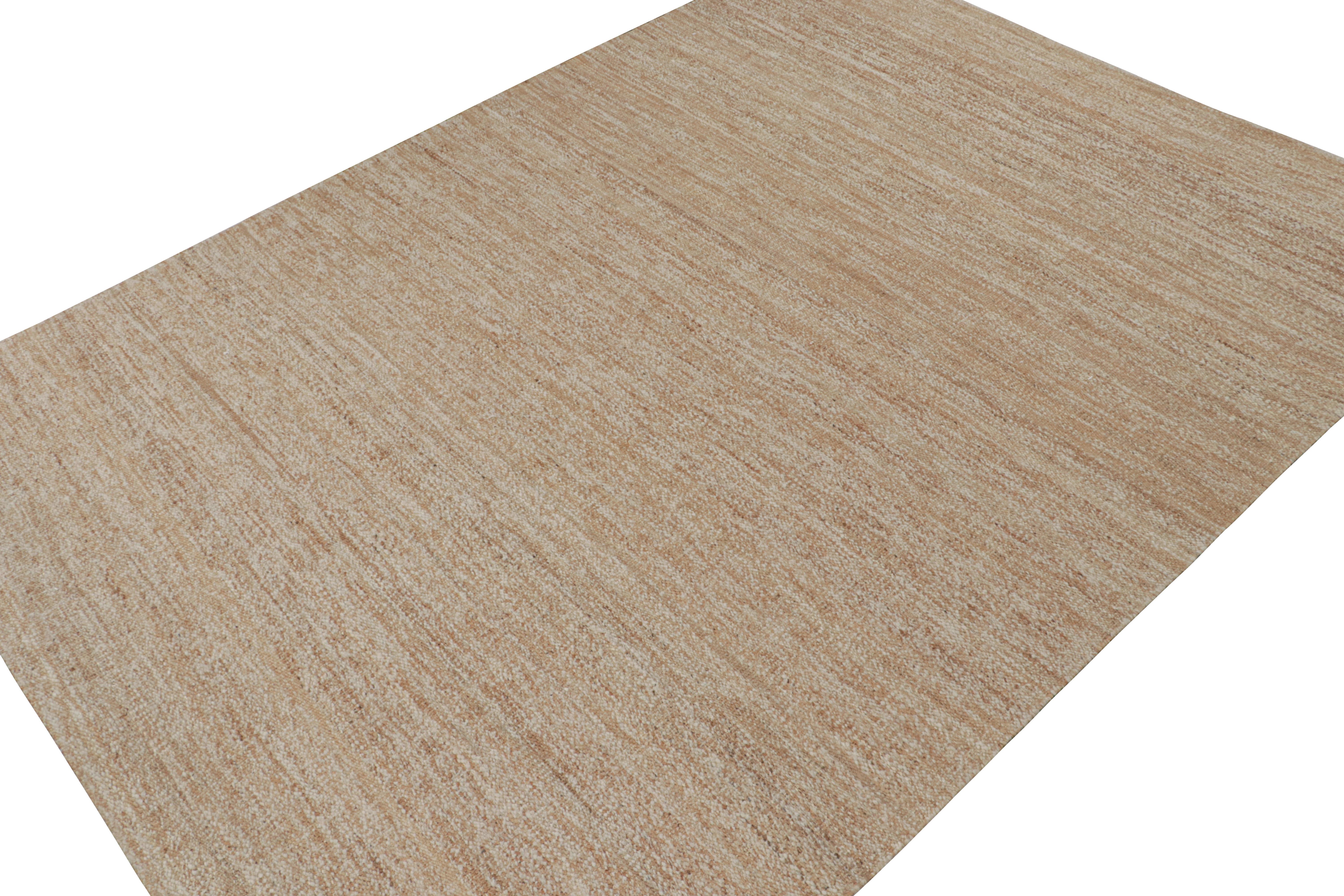 Indien Rug & Kilim’s Custom Modern Kilim Rug in Brown & White en vente